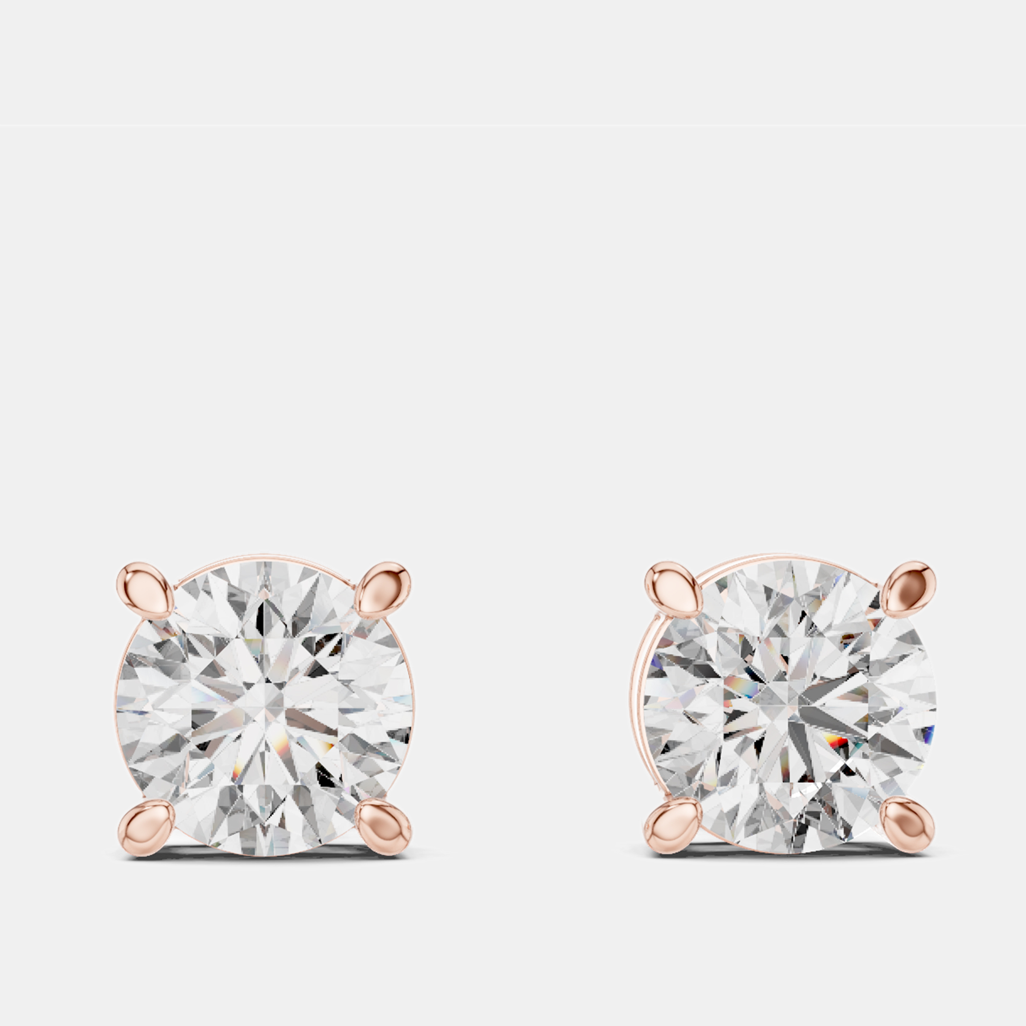 

1.00 cts Round 18k Rose Gold Solitaire Lab Grown Diamond Single Stud Earrings