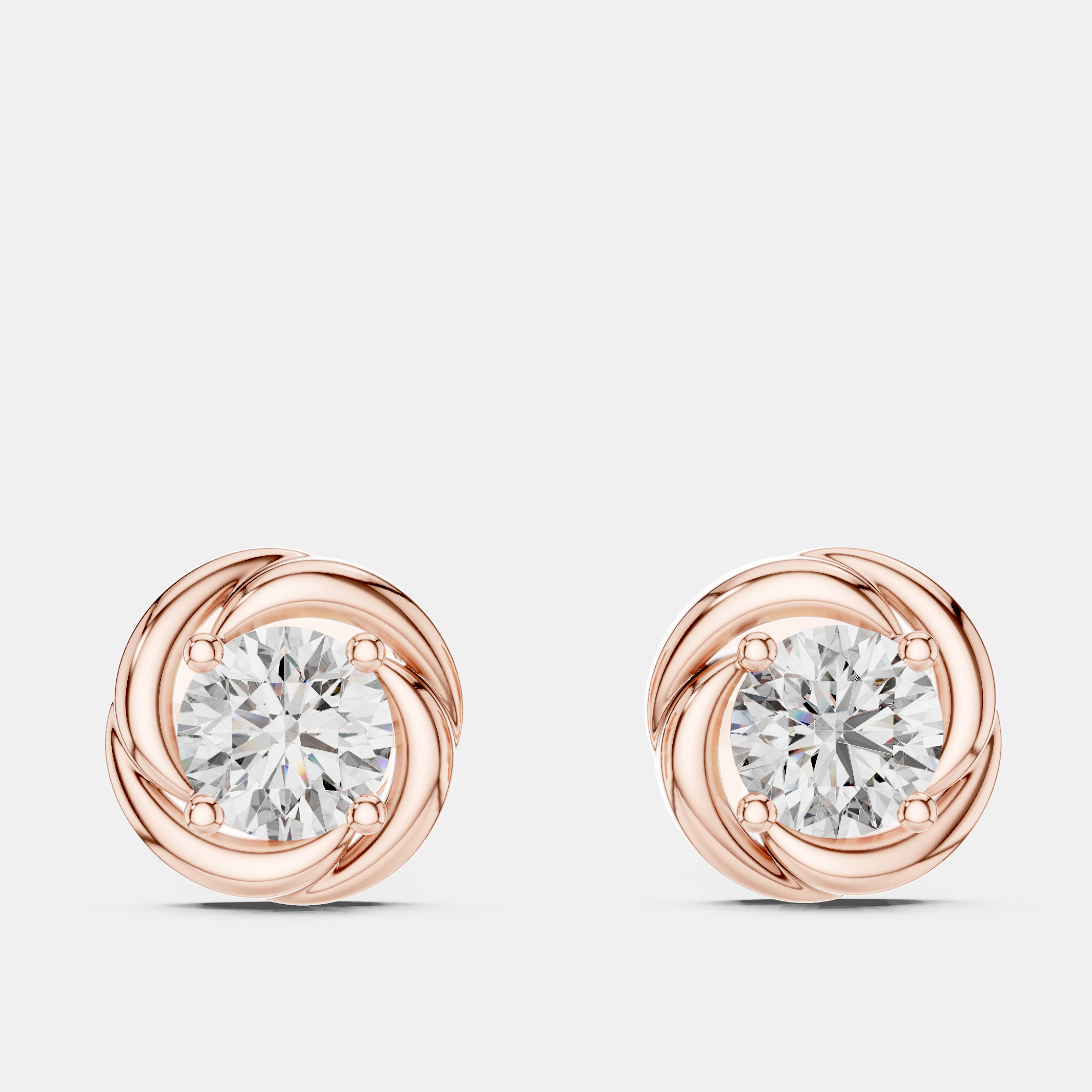 

1.00 cts Round 18k Rose Gold Fancy Lab Grown Diamond Solitaire Single Stud Earrings