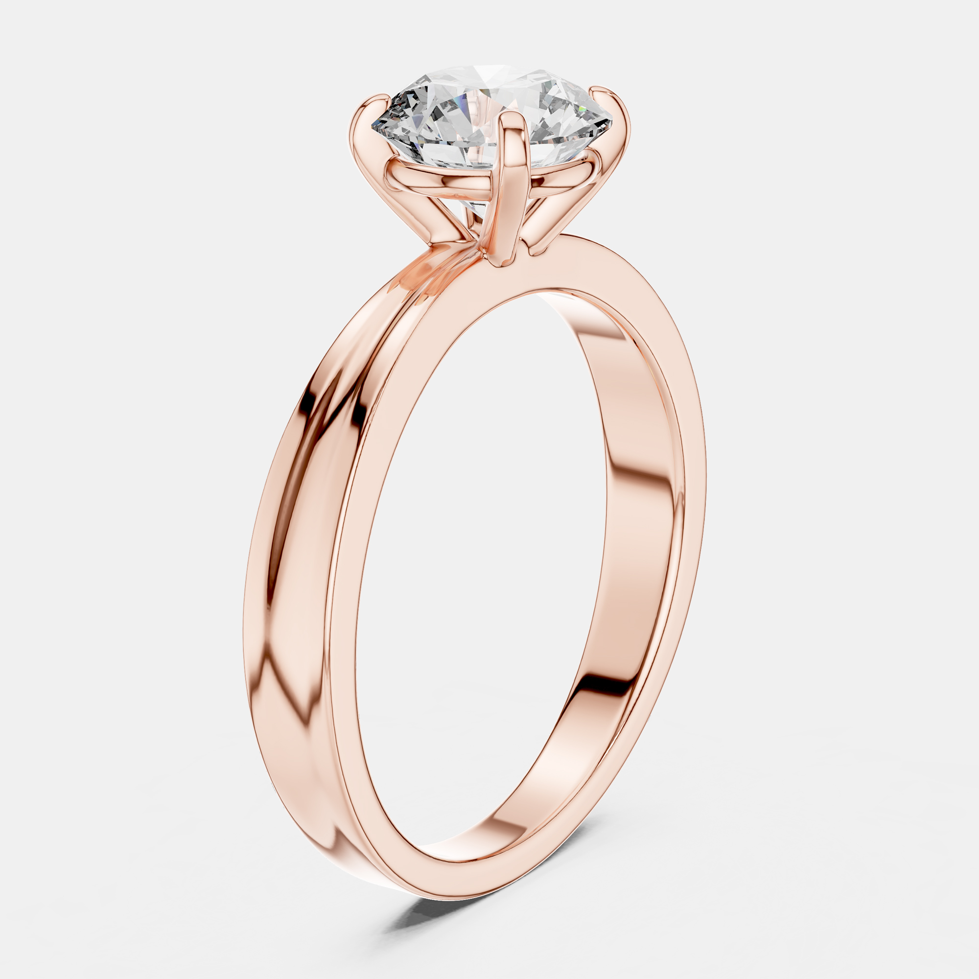 

3.00 cts Round 18k Rose Gold Solitaire Diamond Band Size