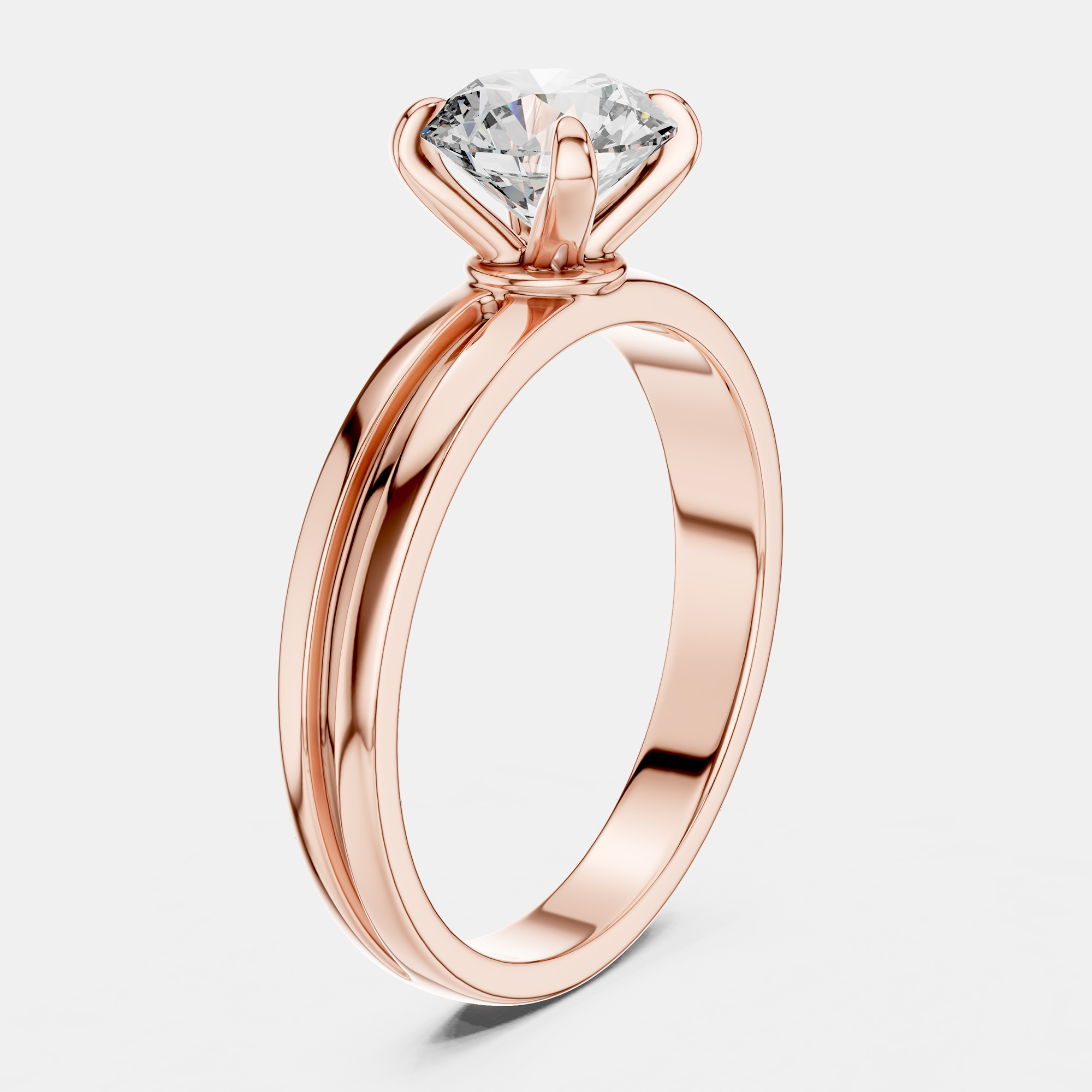 

6.00 cts Round 18k Rose Gold Solitaire Lab Grown Diamond Band Size