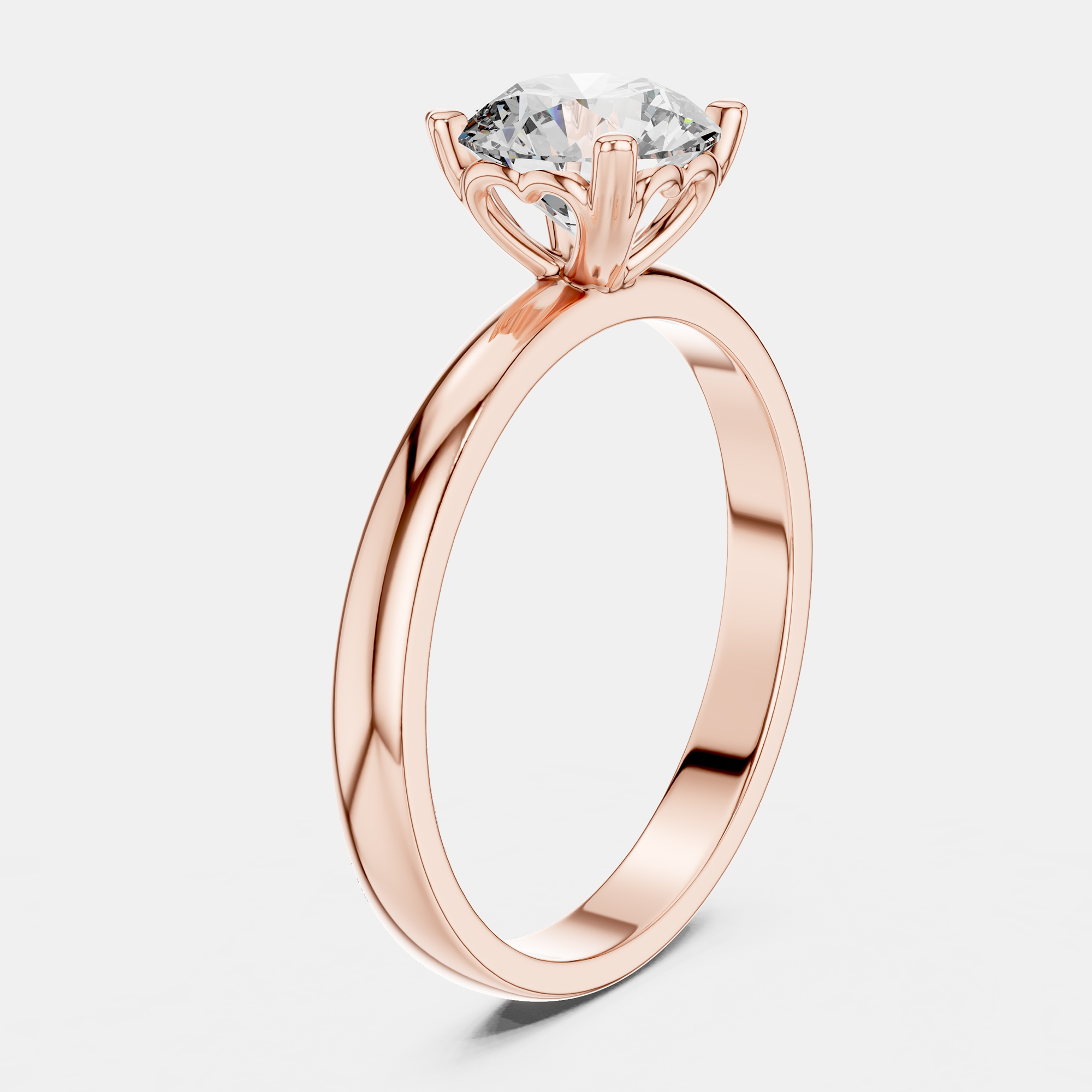 

6.00 cts Round 18k Rose Gold Solitaire Lab Grown Diamond Band Size