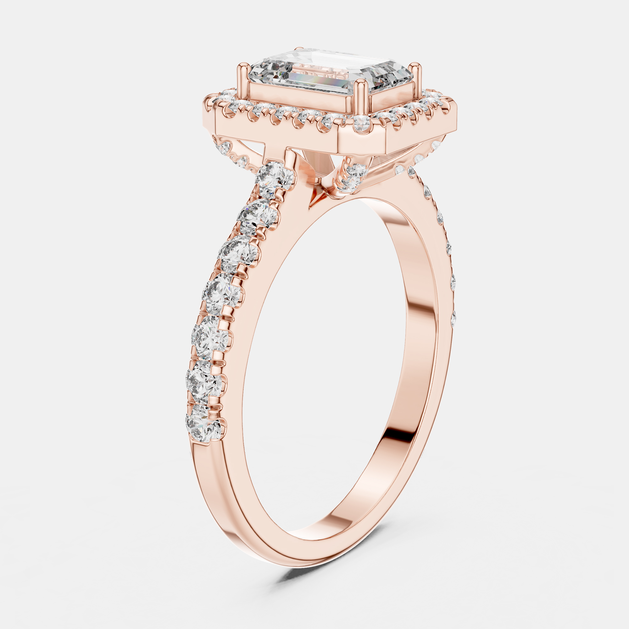 Pre-owned The Diamond Edit 1.00 Cts Center Emerald Cut 18k Rose Gold Solitaire Lab Grown Diamond Ring Size 53