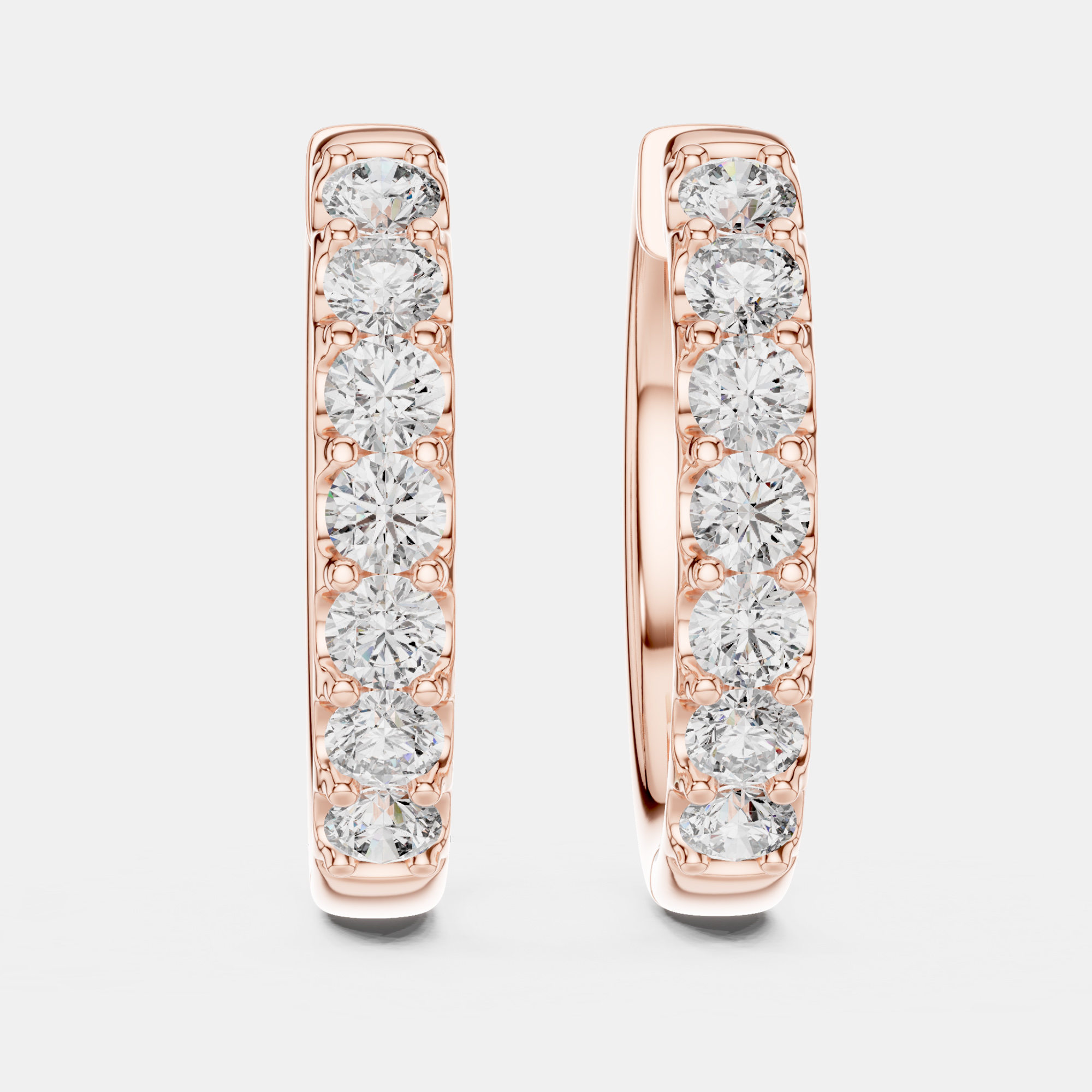Pre-owned The Diamond Edit 0.70 Cts Round Cut 18k Rose Gold Lab Grown Diamond Hoop Earrings