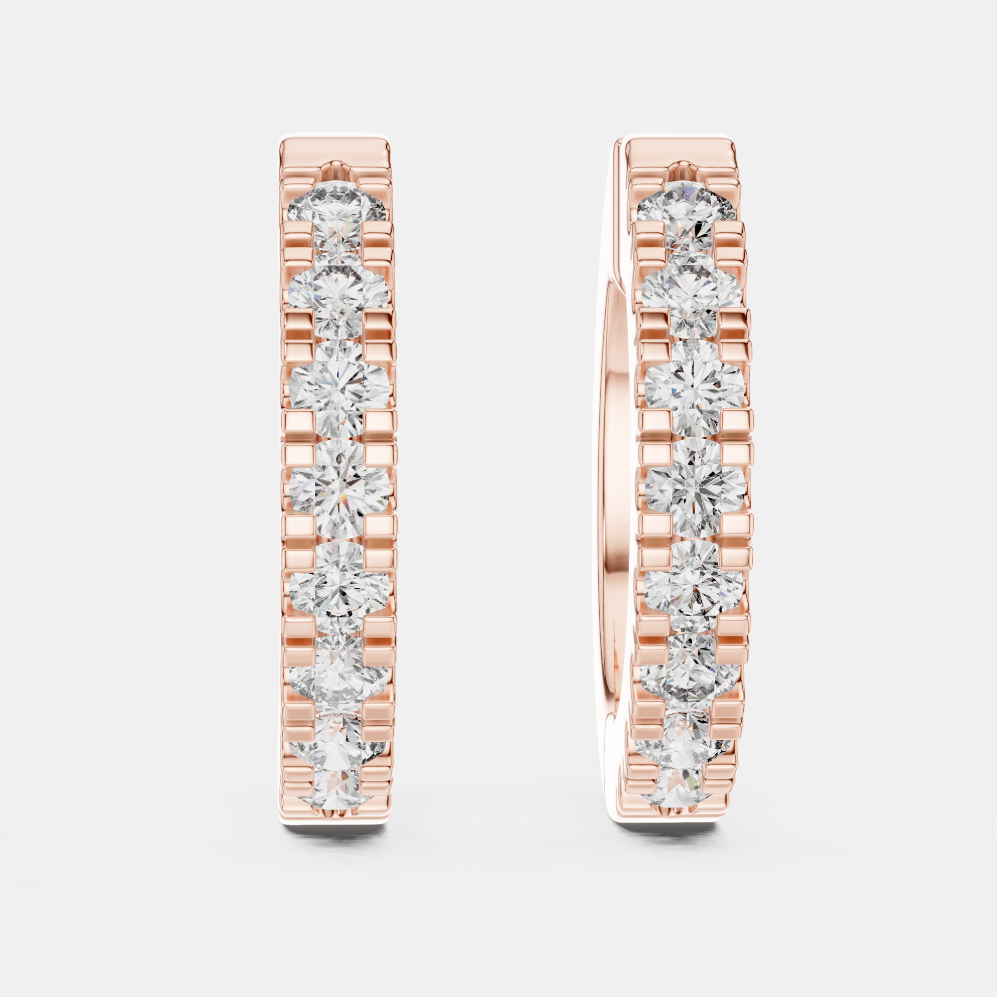

0.60 cts Round Cut 18k Rose Gold Lab Grown Diamond Hoop Earrings