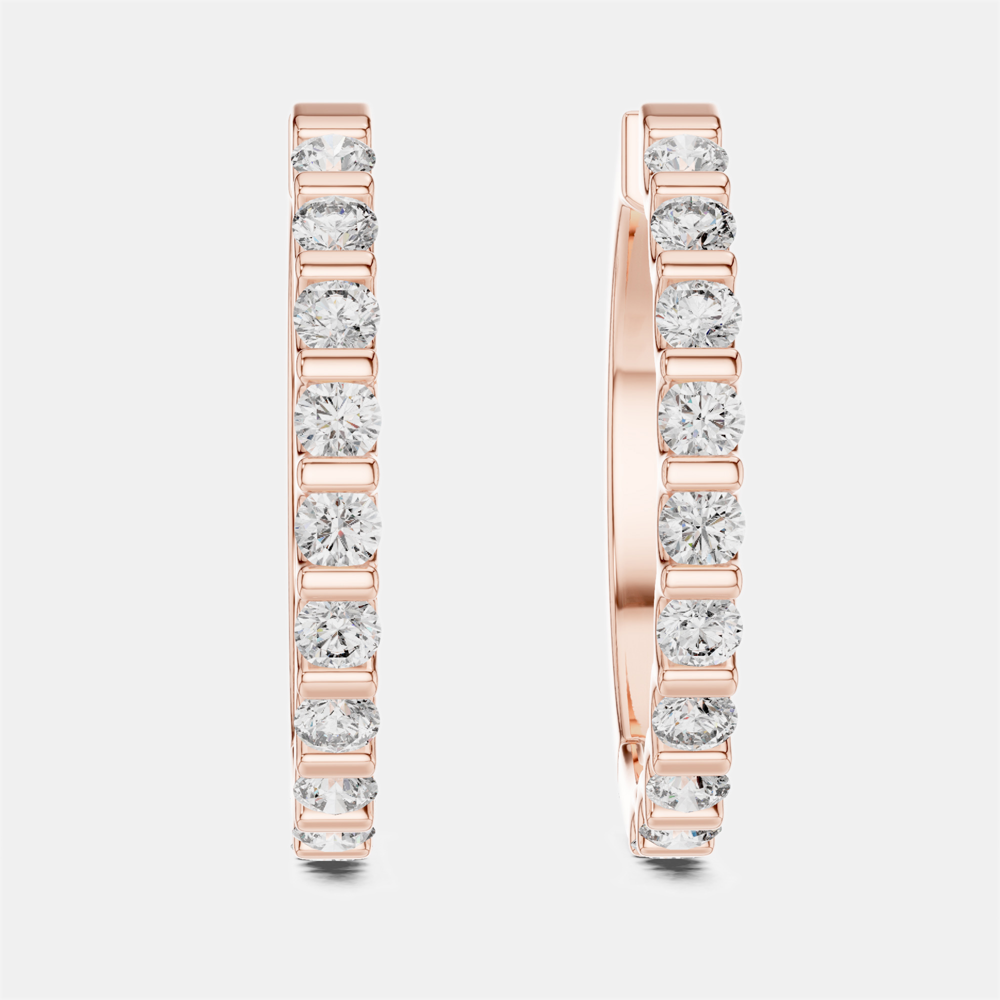 

0.60 cts Round Cut 18k Rose Gold Lab Grown Diamond Hoop Earrings