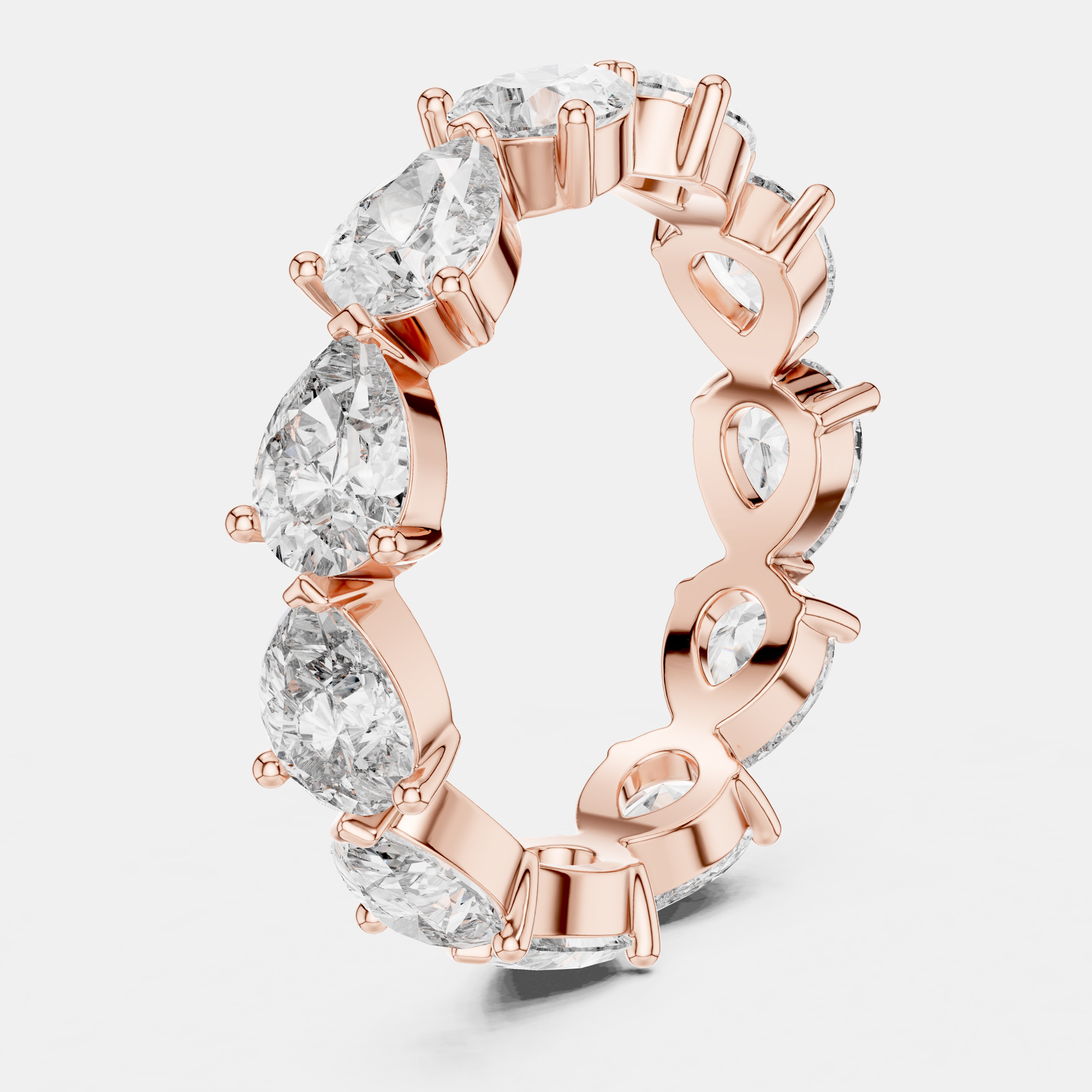 Pre-owned The Diamond Edit 3.00 Cts Pear Cut 18k Rose Gold Lab Grown Diamond Ring Size 53