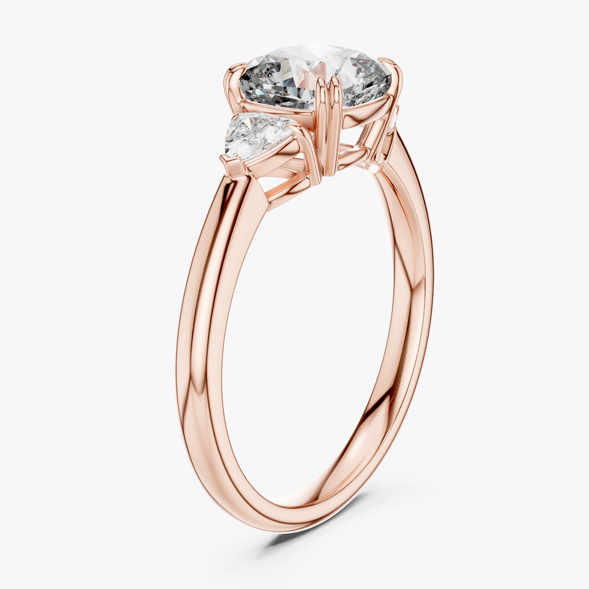 

2.00 cts Cushion & Triangle Cut 18k Rose Gold Lab Grown Diamond Ring Size
