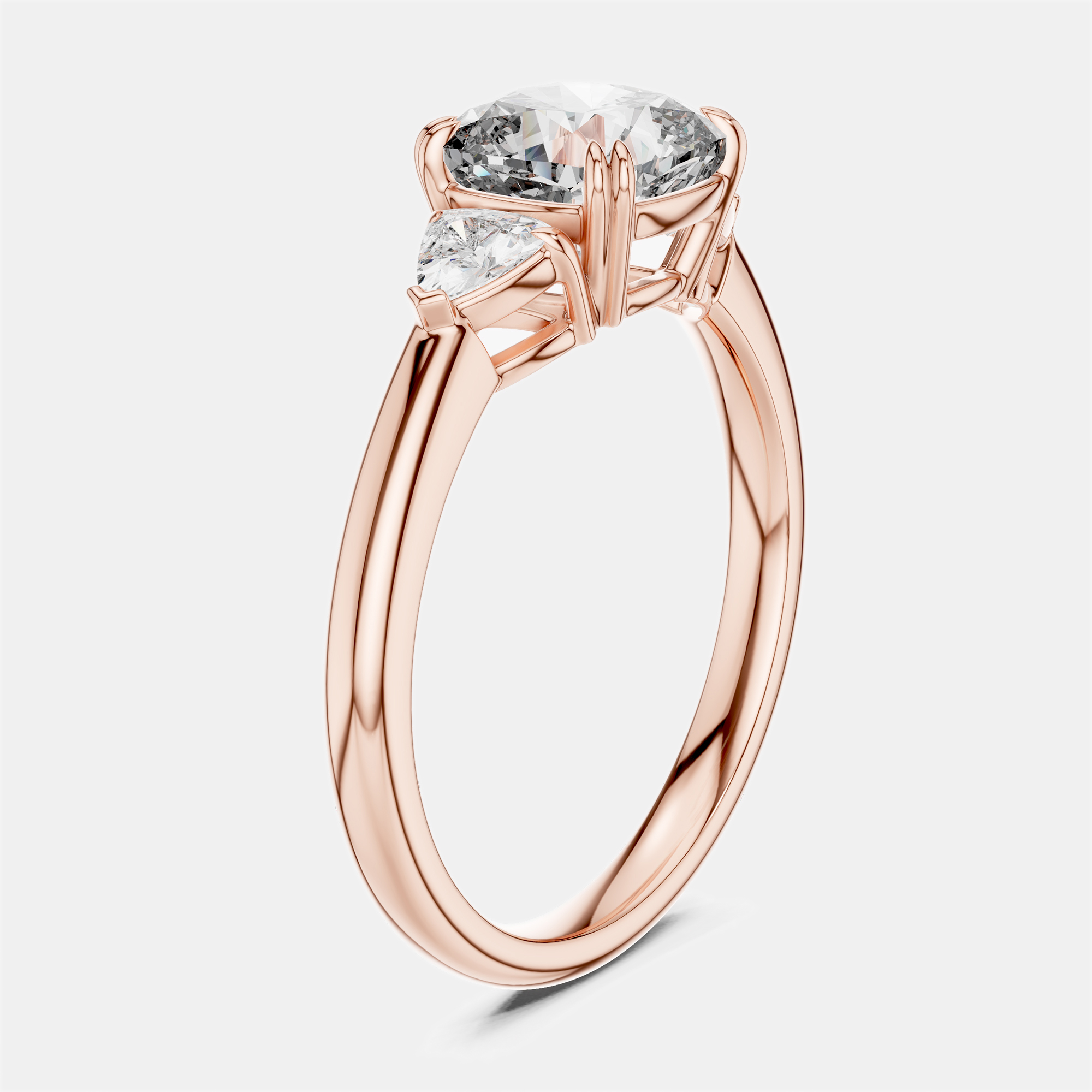 2.00 cts Cushion & Triangle Cut 18k Rose Gold Lab Grown Diamond Ring Size 53