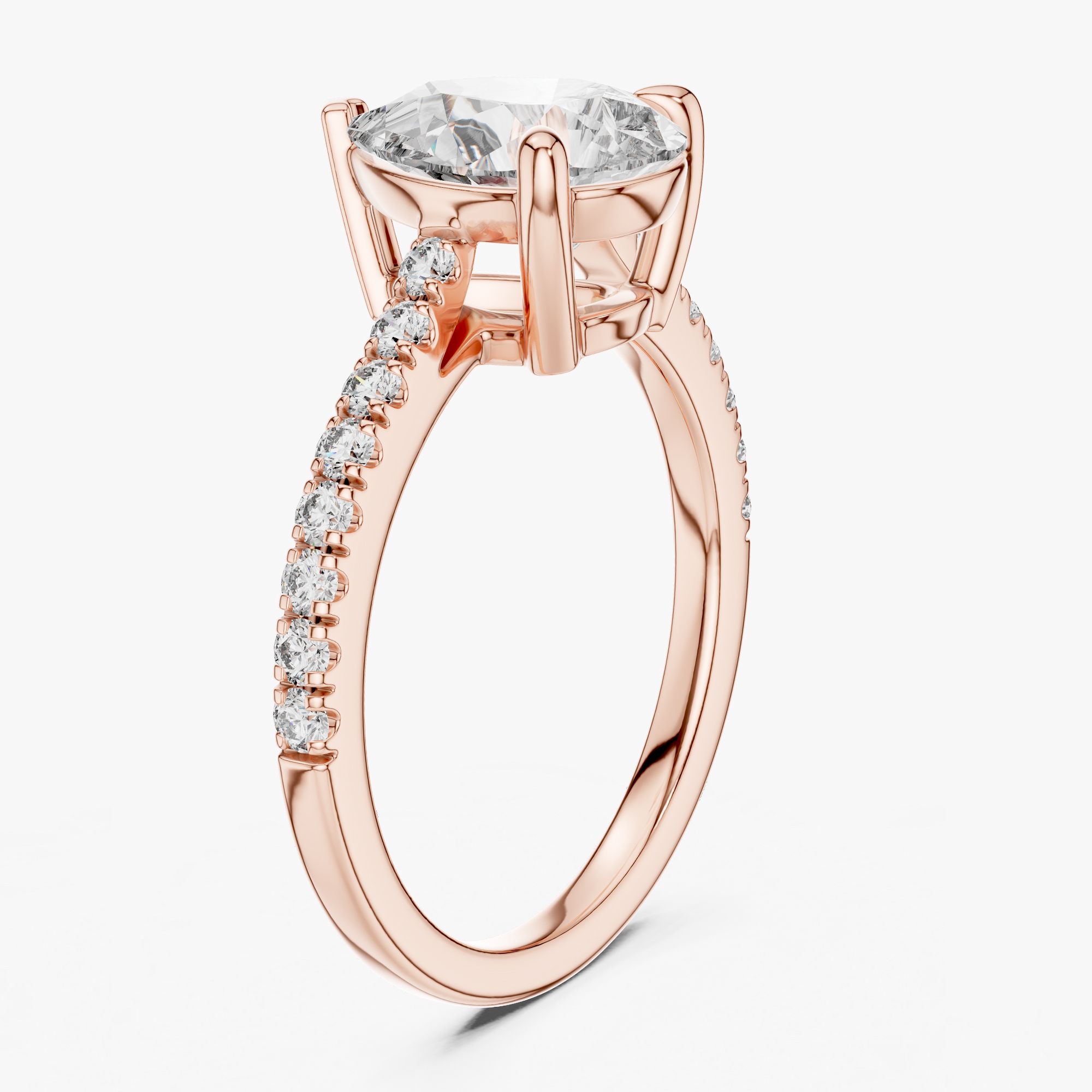 Pre-owned The Diamond Edit 2.00 Cts Pear & Round 18k Rose Gold Lab Grown Diamond Ring Size 53