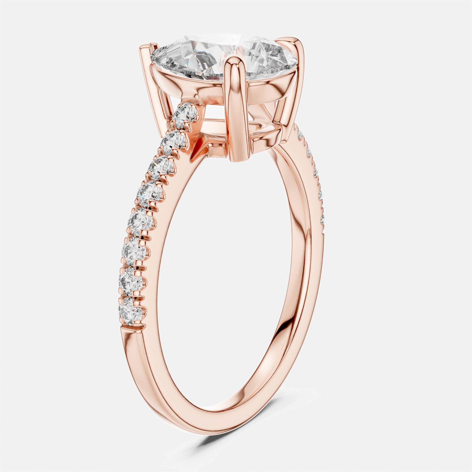 

2.00 cts Pear & Round 18k Rose Gold Lab Grown Diamond Ring Size