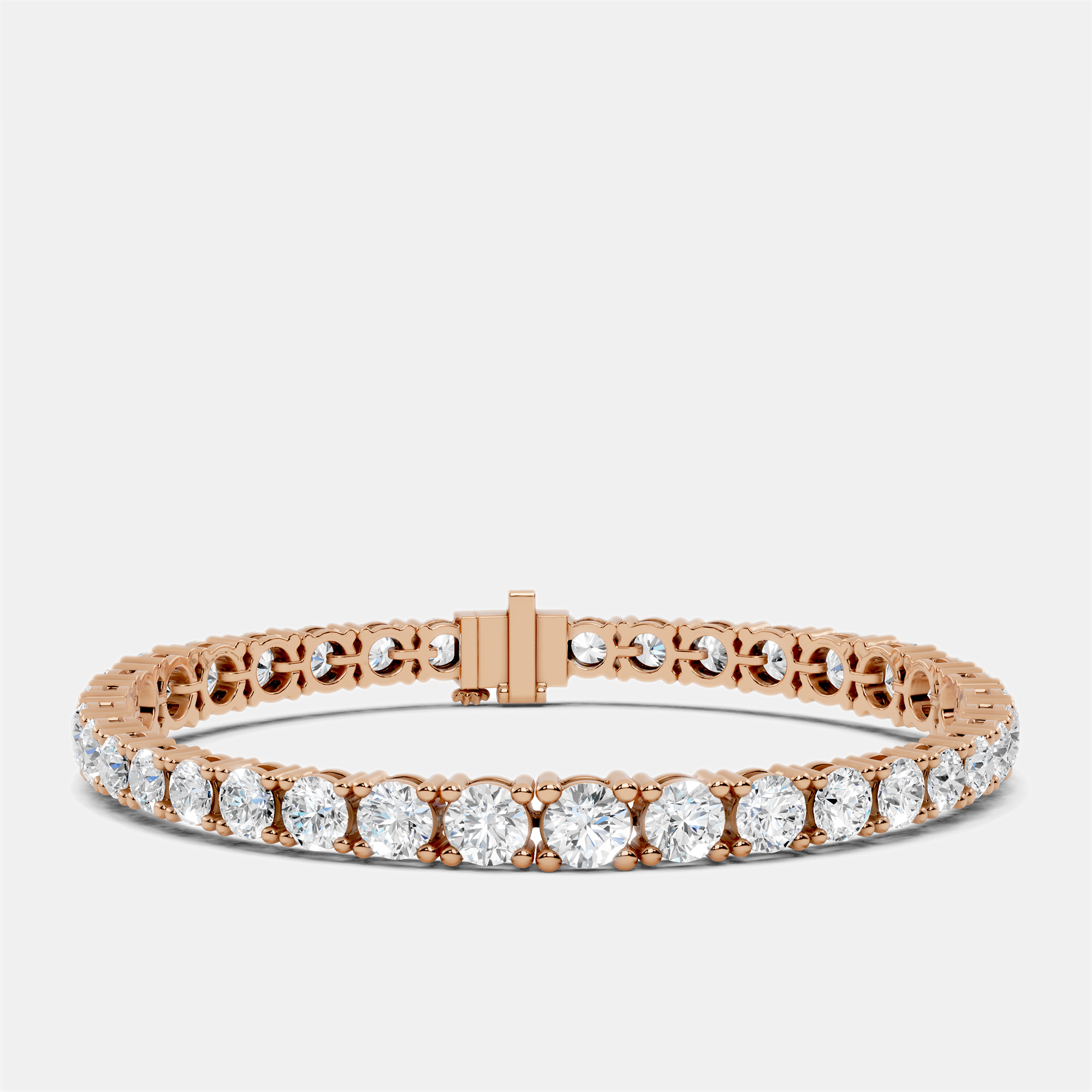 13.00 cts Graduating Round Cut 18k Rose Gold Lab Grown Diamond Tennis Bracelet 16 cm