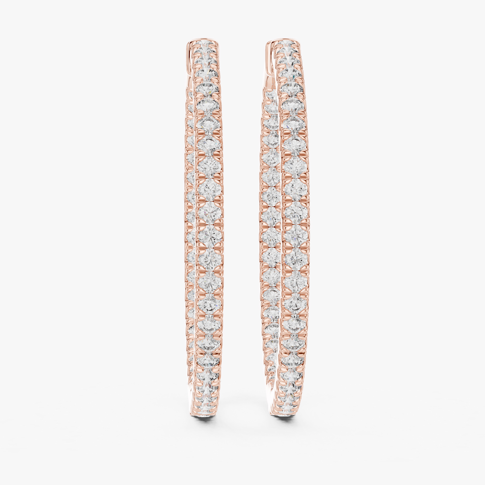Pre-owned The Diamond Edit 1.00 Cts Round Cut 18k Rose Gold Lab Grown Diamond Hoop Earrings