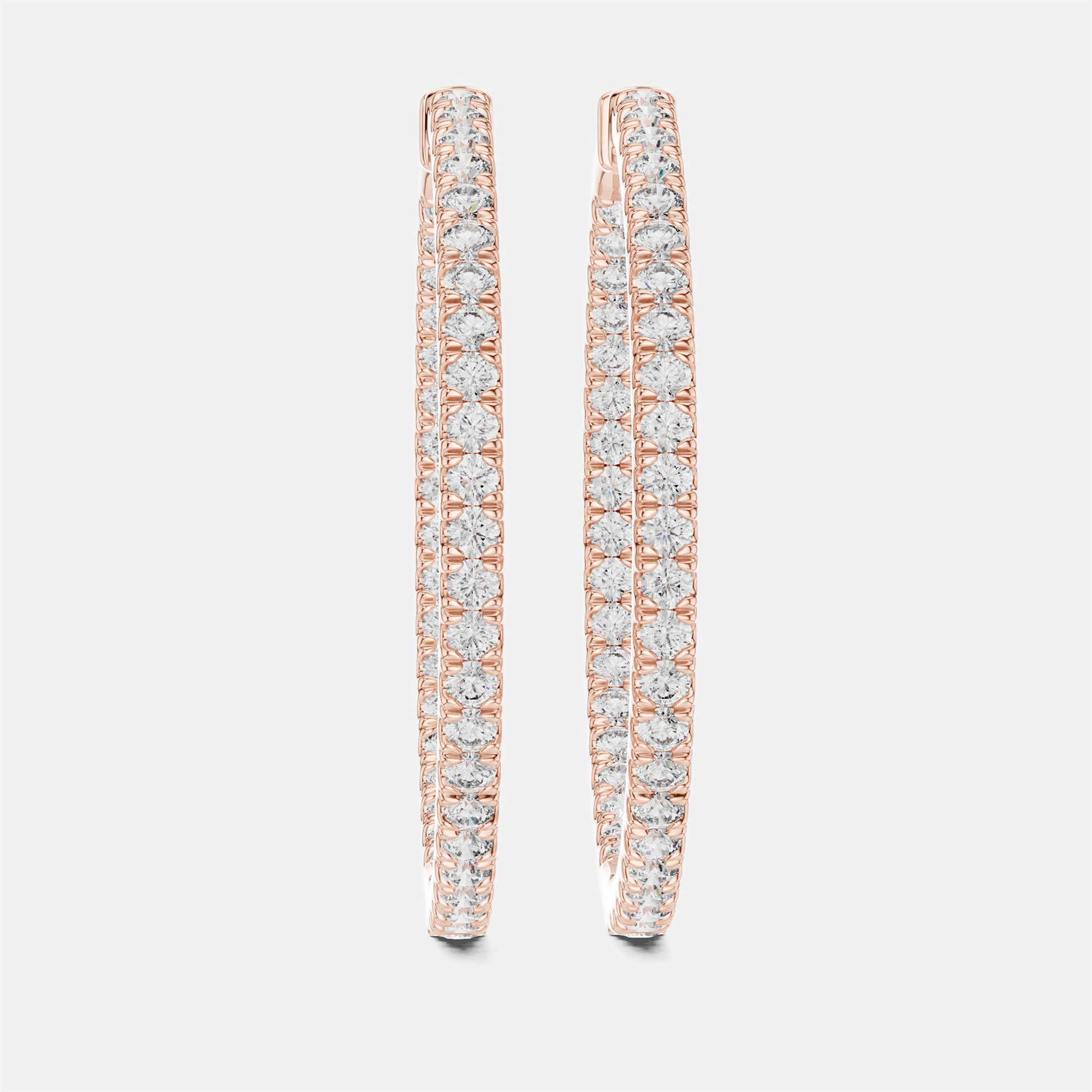 

1.00 cts Round Cut 18k Rose Gold Lab Grown Diamond Hoop Earrings