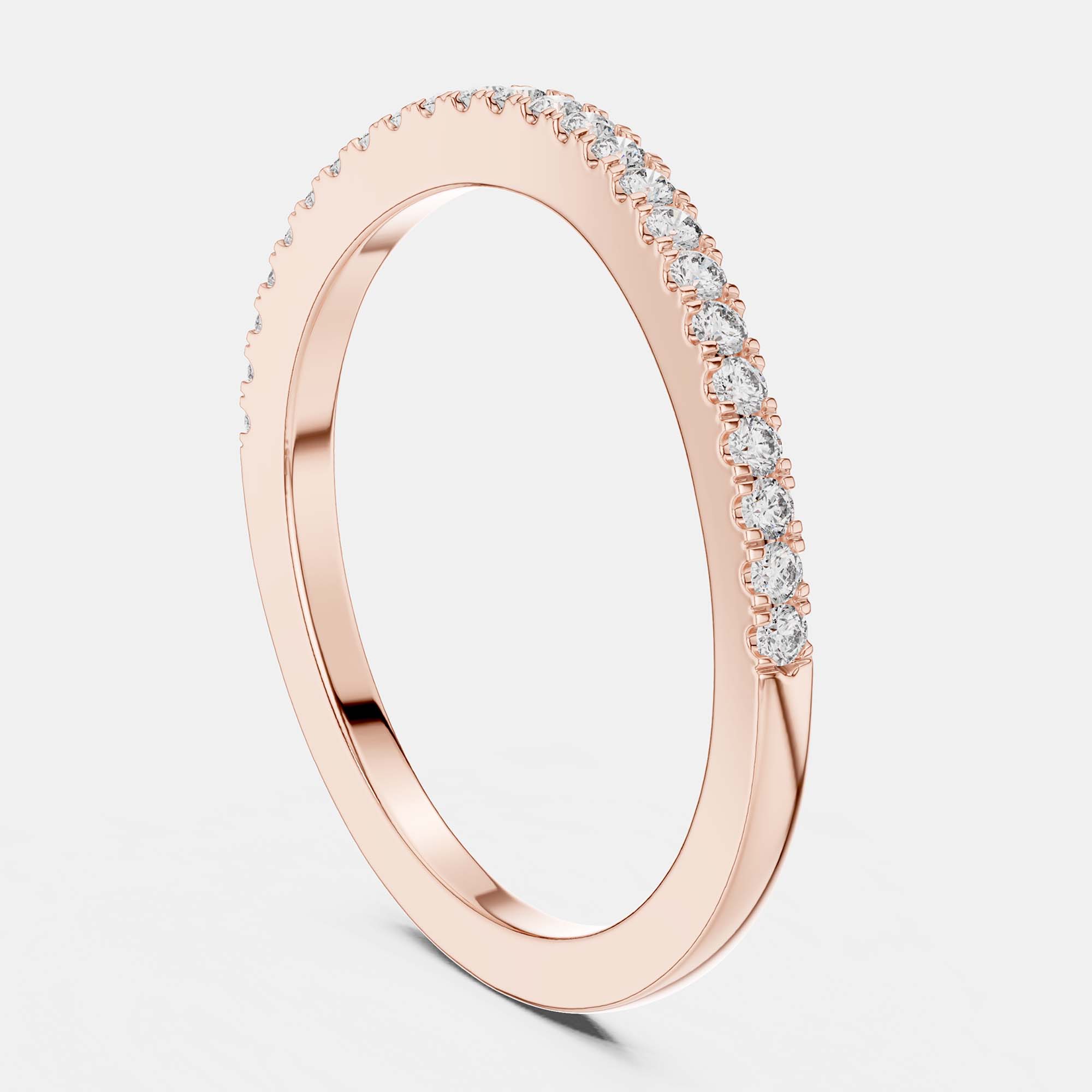 Pre-owned The Diamond Edit 0.2 Cts Side Stack Round Cut 18k Rose Gold Lab Grown Diamond Ring Size 53