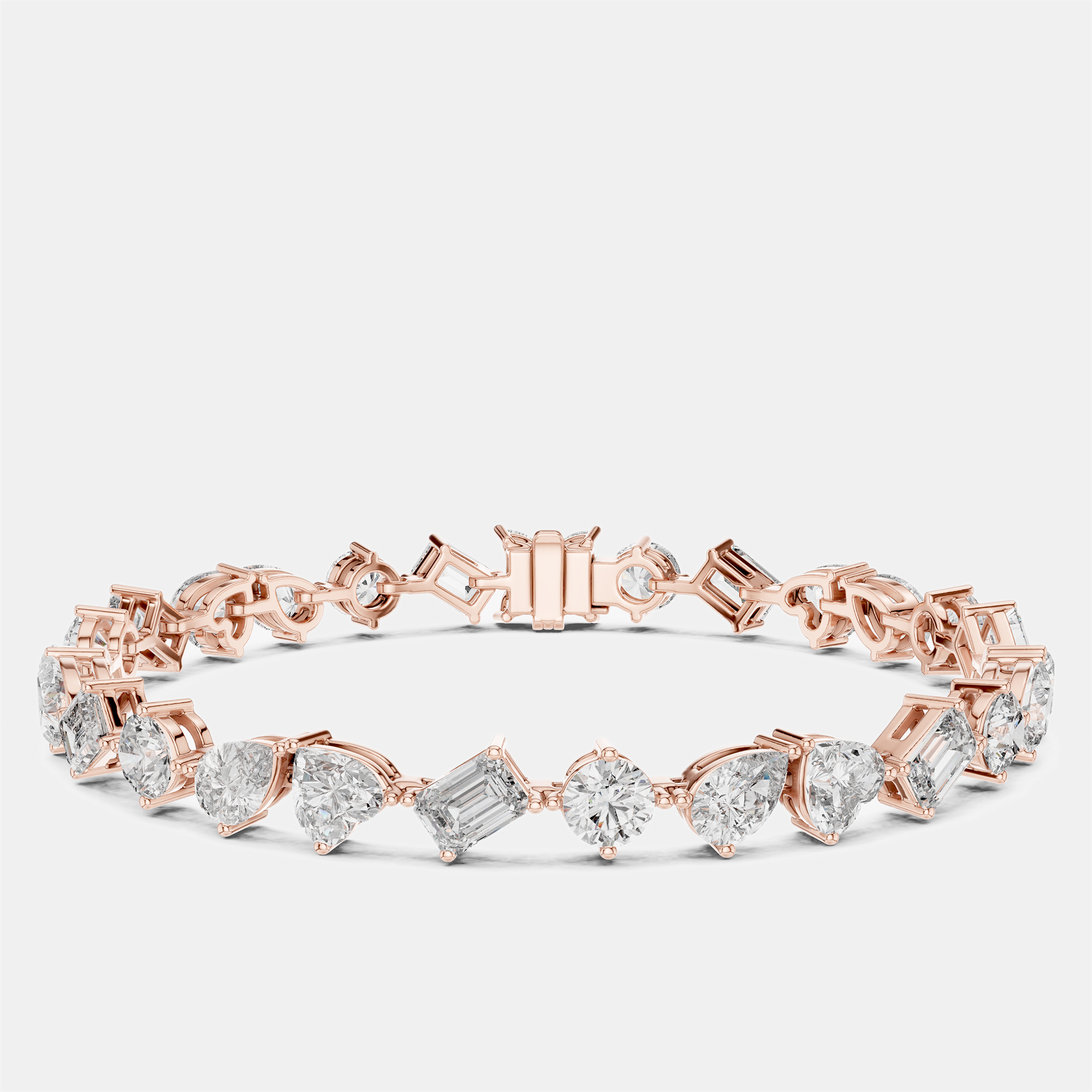 

10.00 cts Mixed Fancy Cut 18k Rose Gold Lab Grown Diamond Bracelet