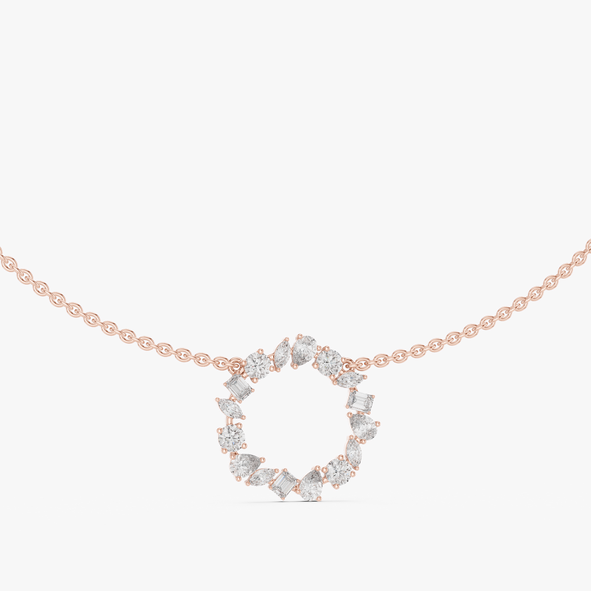 

1.50 cts Mixed Shape Fancy Cut 18k Rose Gold Lab Grown Diamond Pendant