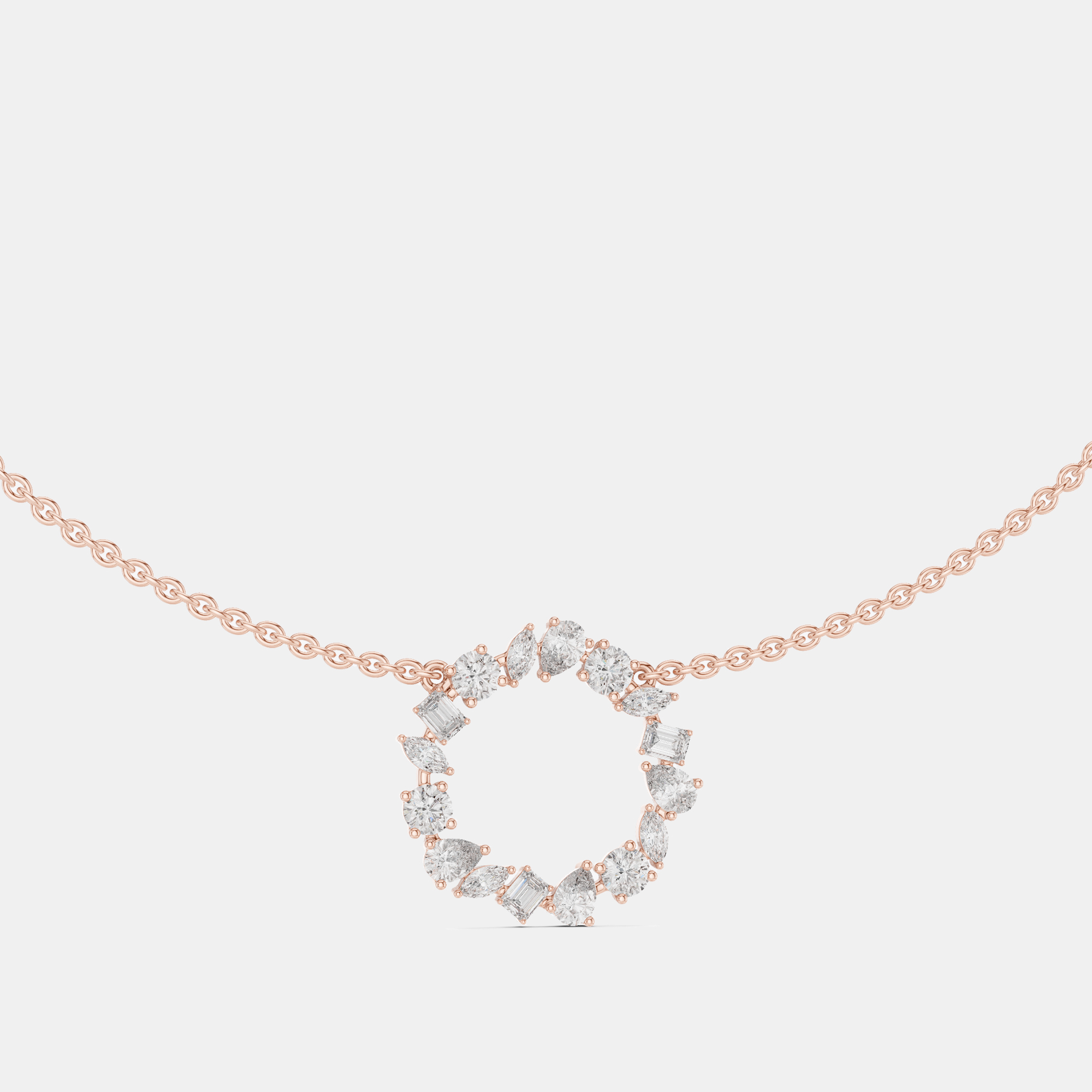 

1.50 cts Mixed Shape Fancy Cut 18k Rose Gold Lab Grown Diamond Pendant