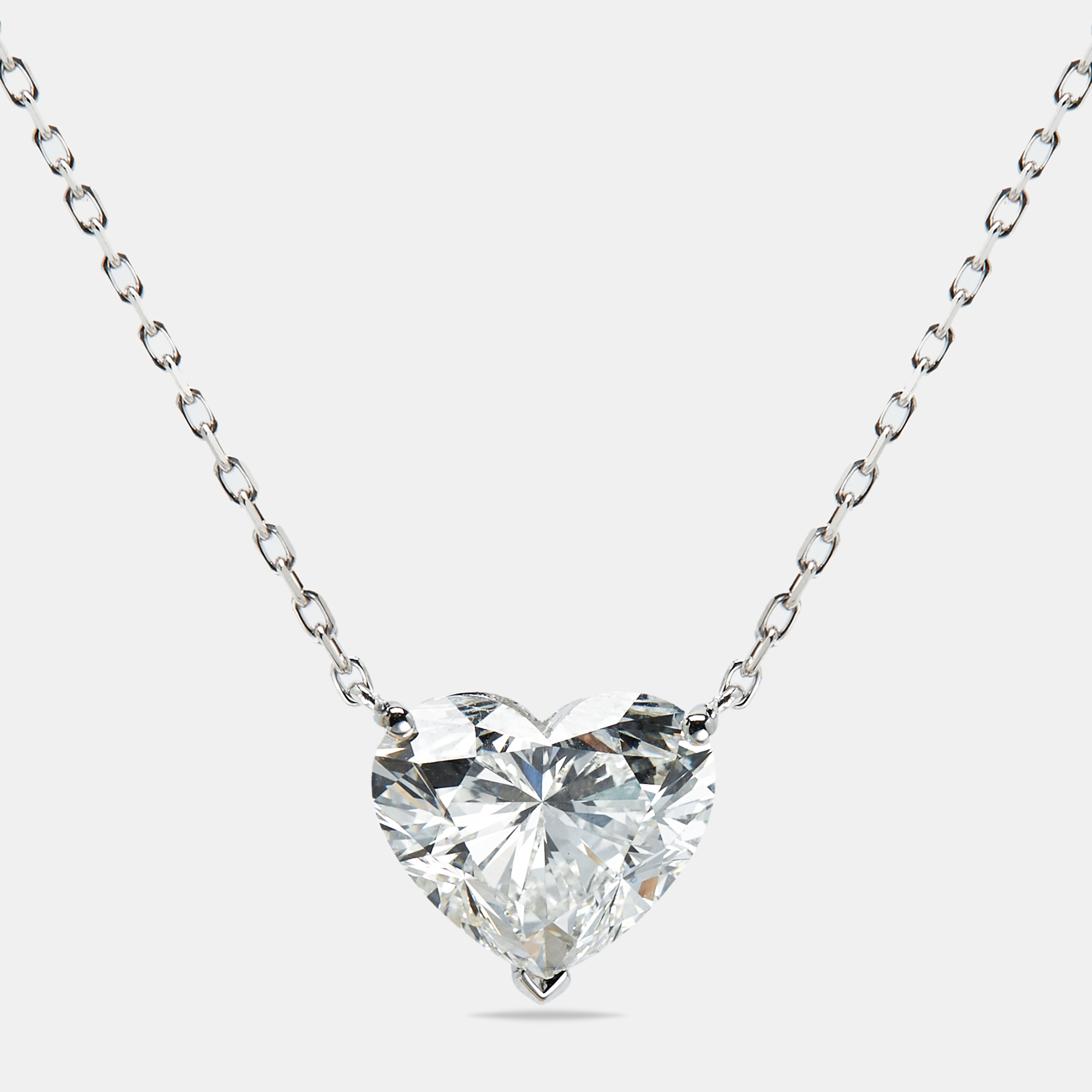 

3.00 cts Heart Brilliant Lab Grown Diamond 18k White Gold Chain Necklace