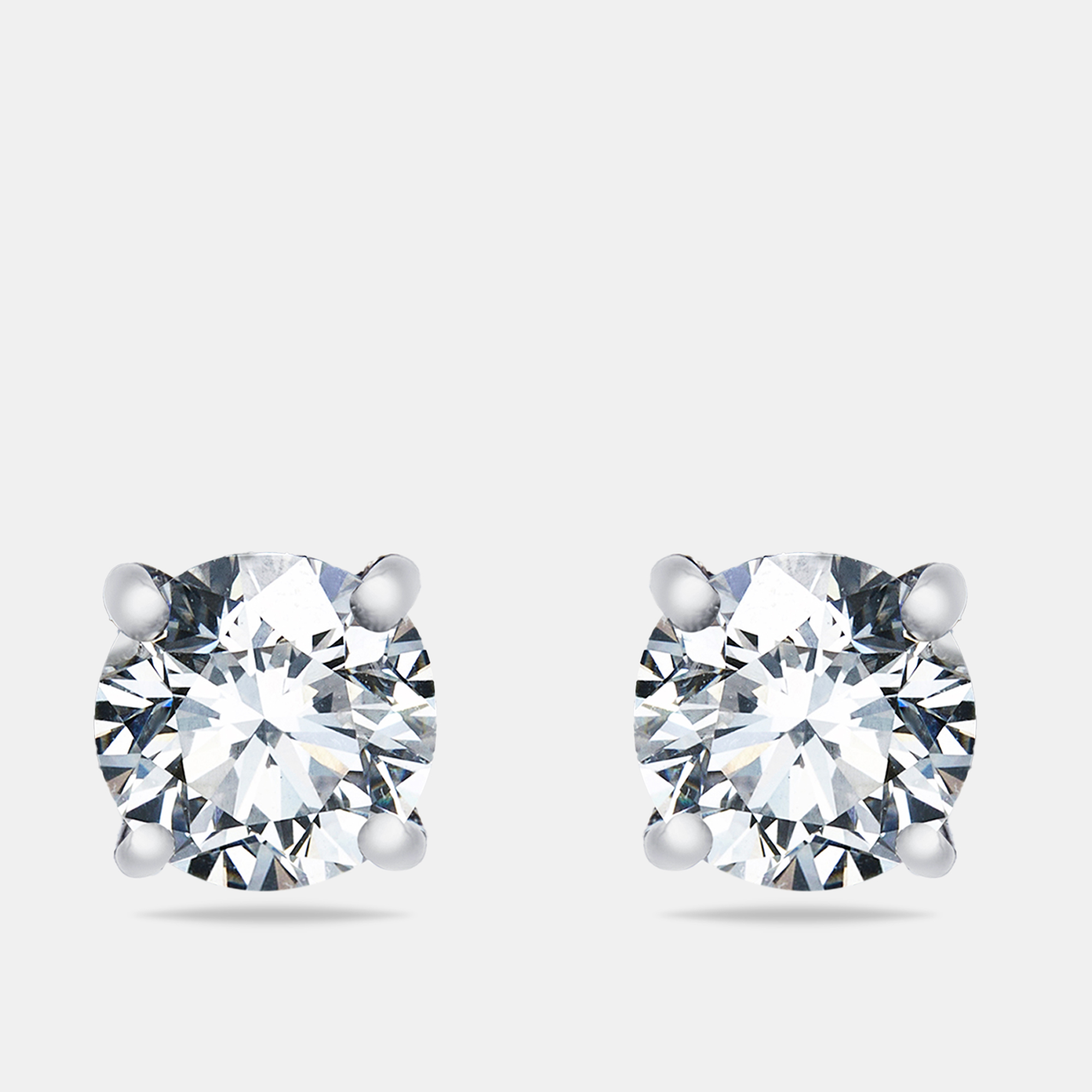 Pre-owned The Diamond Edit 2.10 Cts Round Brilliant Cut 18k White Gold Lab Grown Diamond Solitaire Stud Earrings