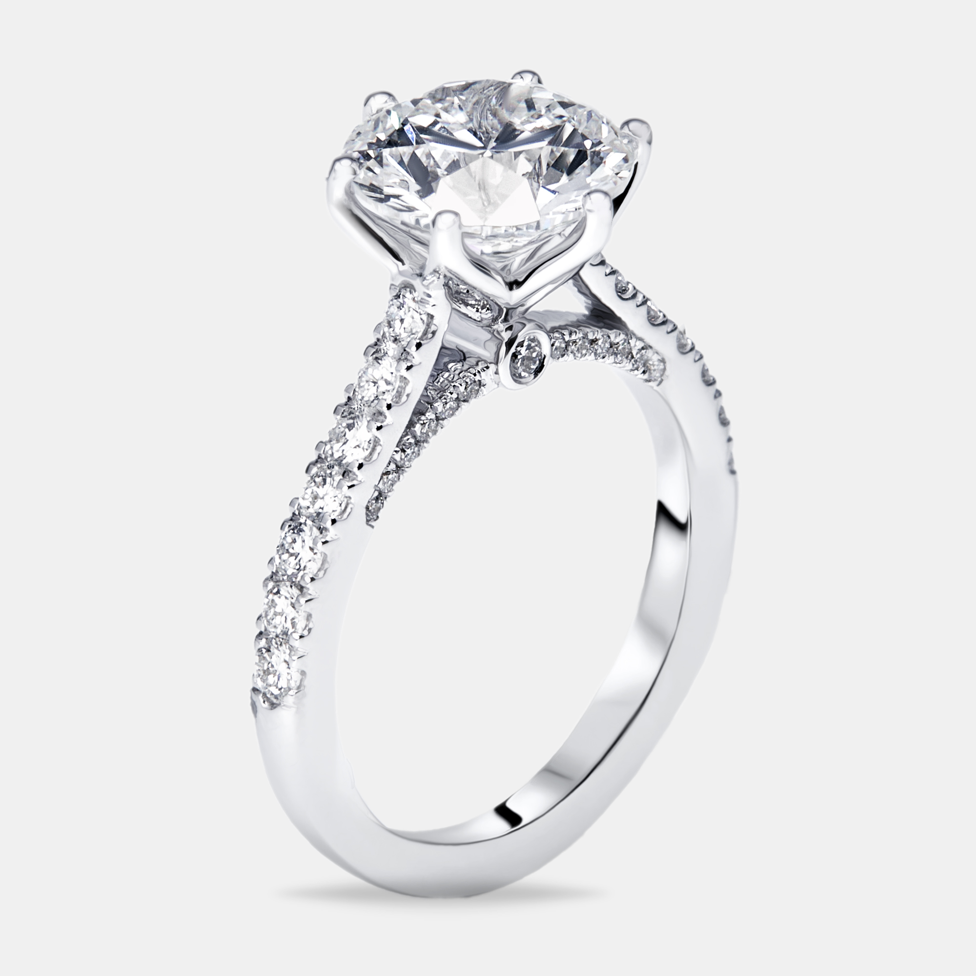 

3.5 cts Round Lab Grown Diamond 18k White Gold Ring Size