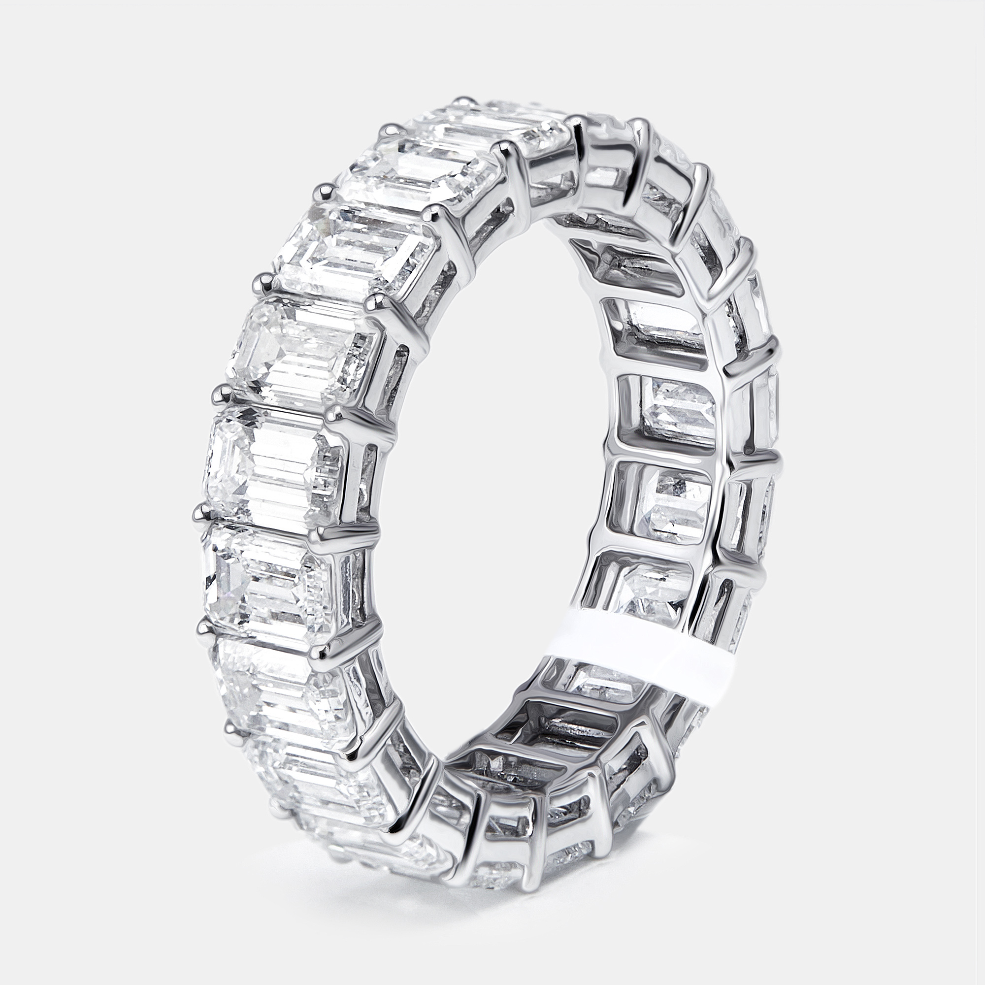 

6.5 cts Emerald Cut Lab Grown Diamond 18k White Gold Eternity Ring Size