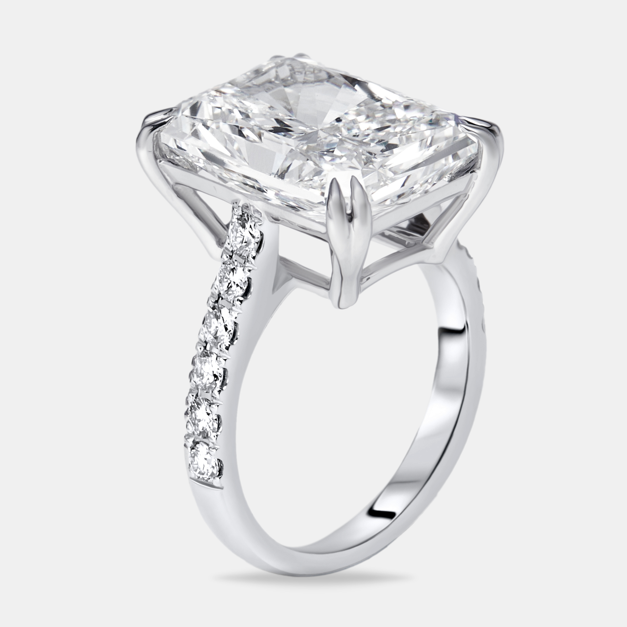 

10.3 cts Radiant Trapezoid Lab Grown Diamond 18k White Gold Ring Size