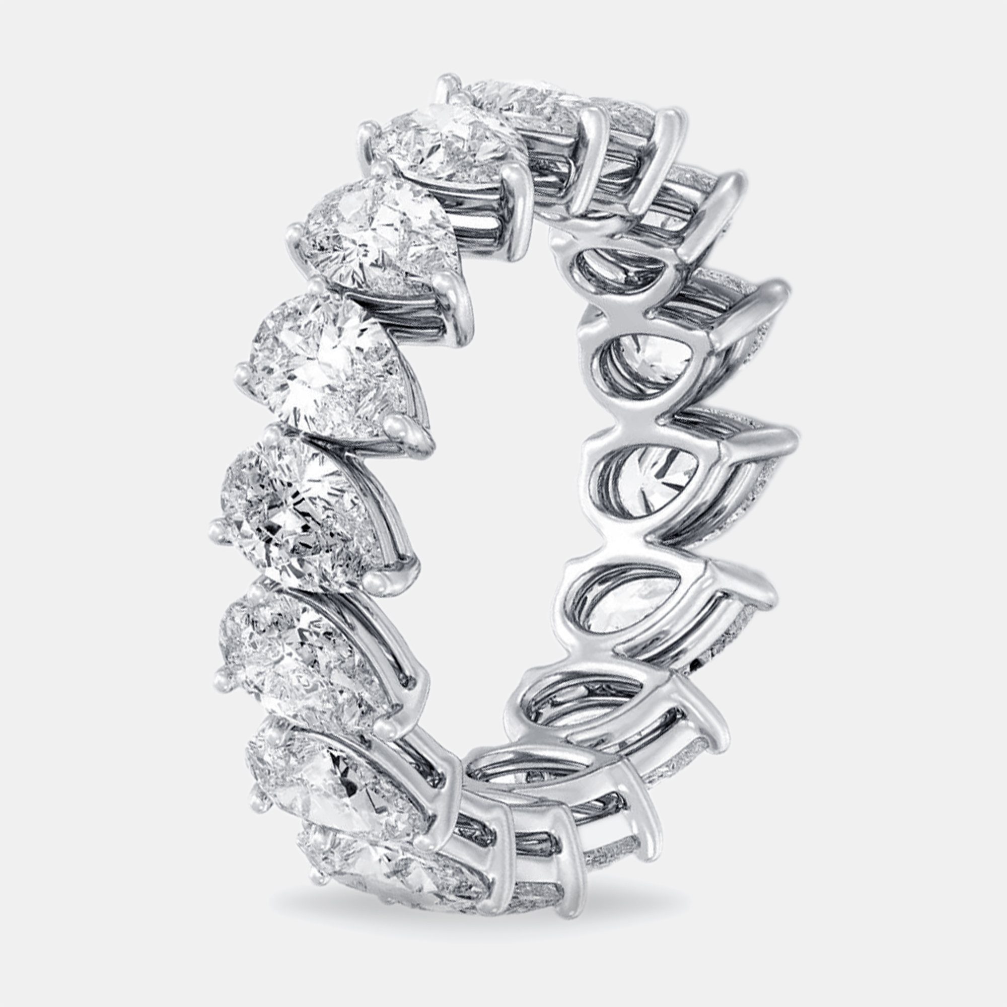 

5 cts Pear Lab Grown Diamond 18k White Gold Eternity Ring Size