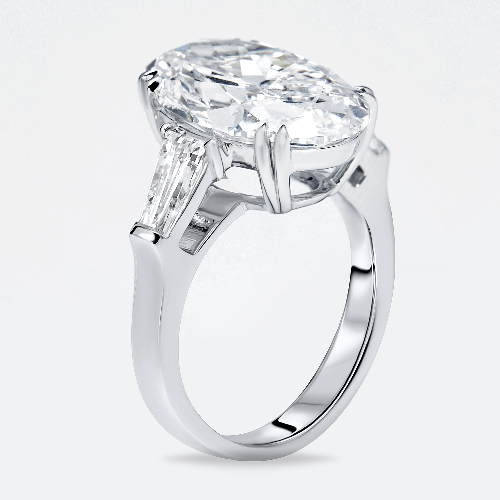 

8 cts Oval Trapezoid Lab Grown Diamond 18k White Gold Ring Size