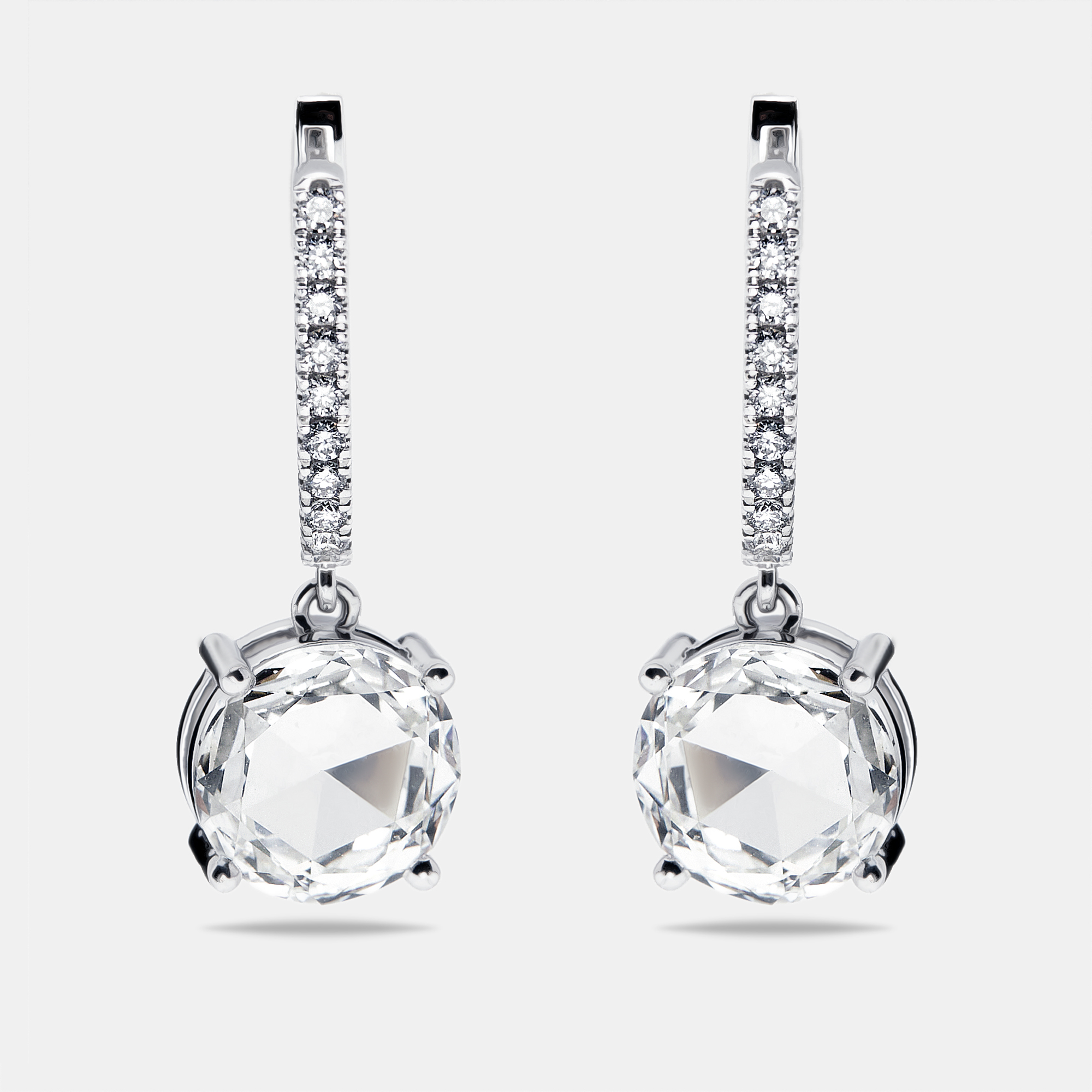 

6.4 cts Modified Round Lab Grown Diamonds 18k White Gold Earrings