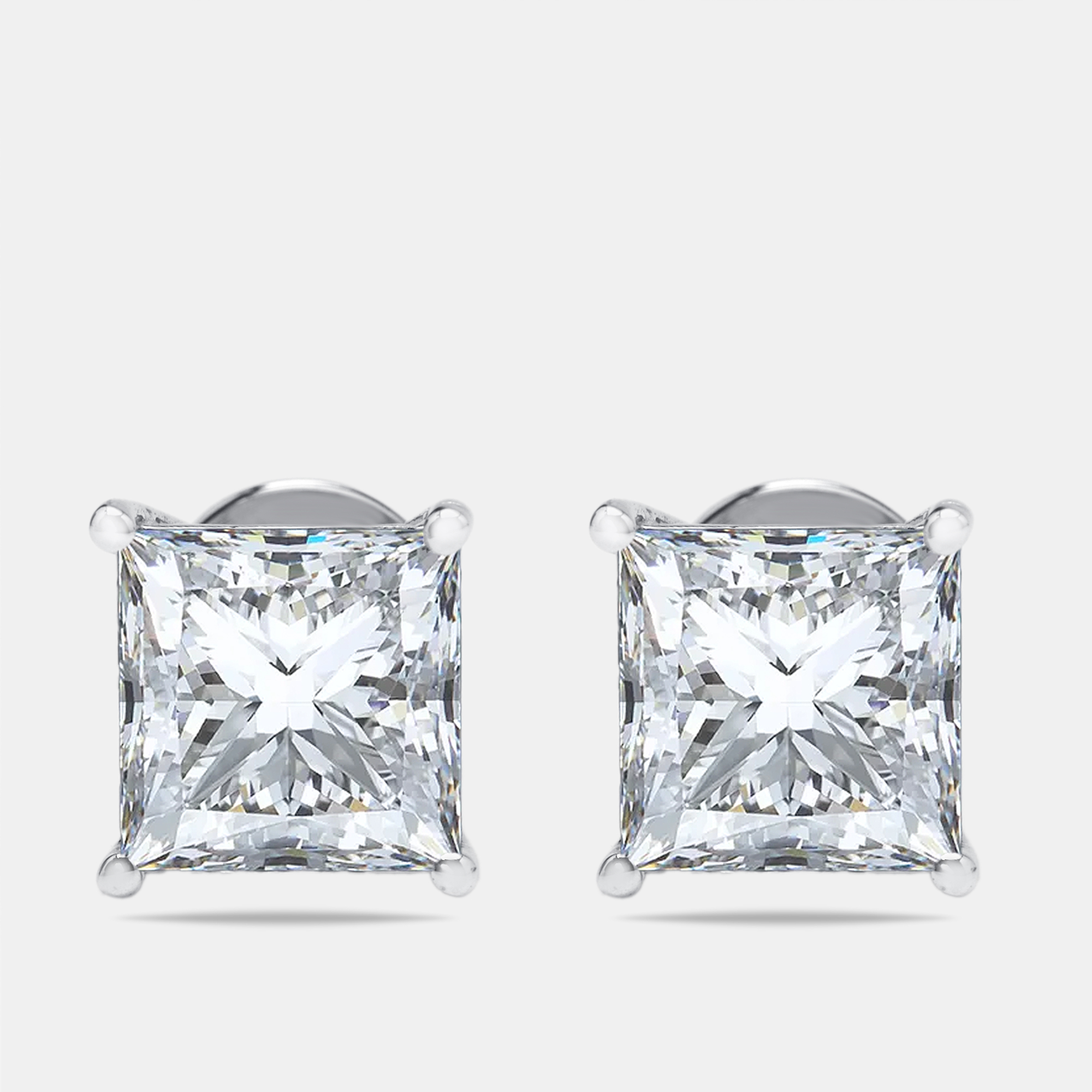 Pre-owned The Diamond Edit 7.00 Cts Princess Lab Grown Diamonds 18k White Gold Earrings