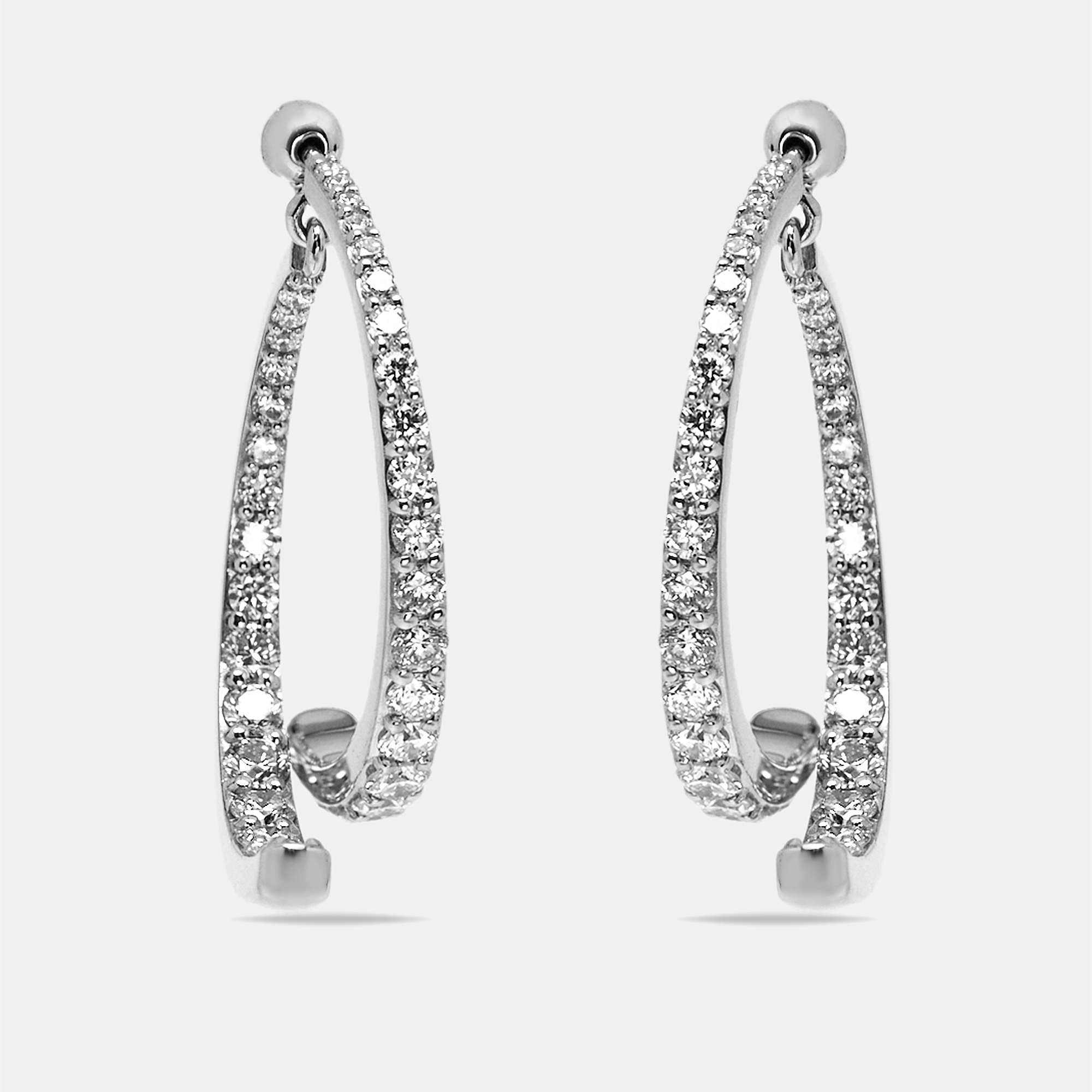

2.1 cts Round Lab Grown Diamonds 18k White Gold Earrings