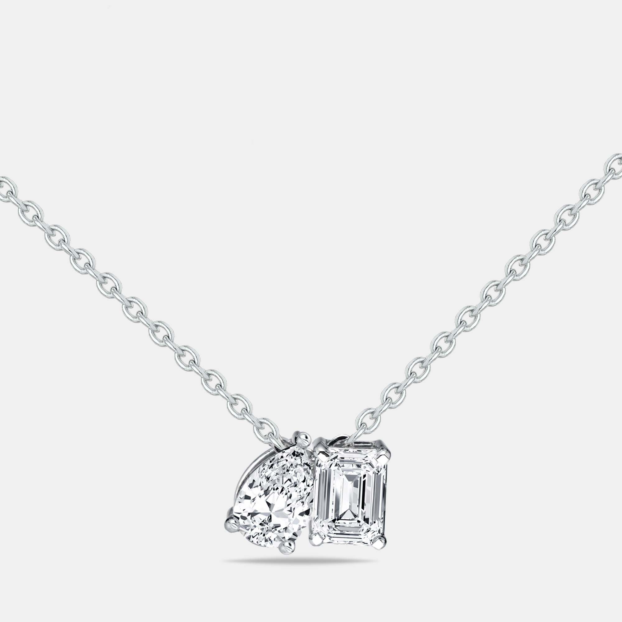 

0.90 cts Pear Emerald Cut Lab Grown Diamonds 18k White Gold Necklace