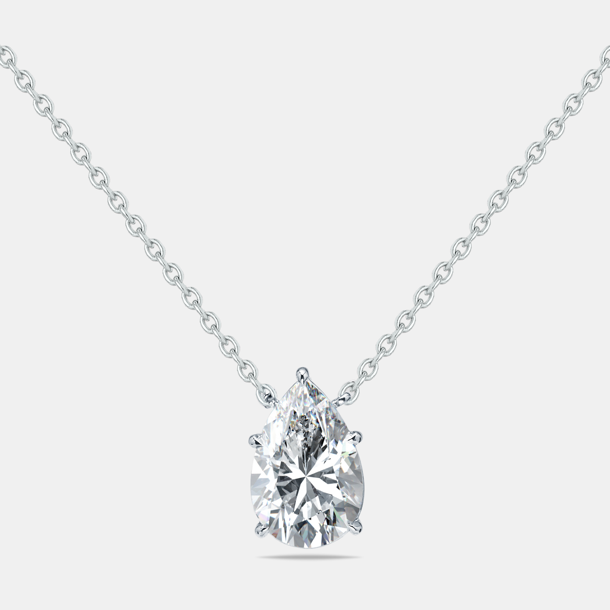 Pre-owned The Diamond Edit 4.00 Cts Pear Lab Grown Diamonds 18k White Gold Necklace