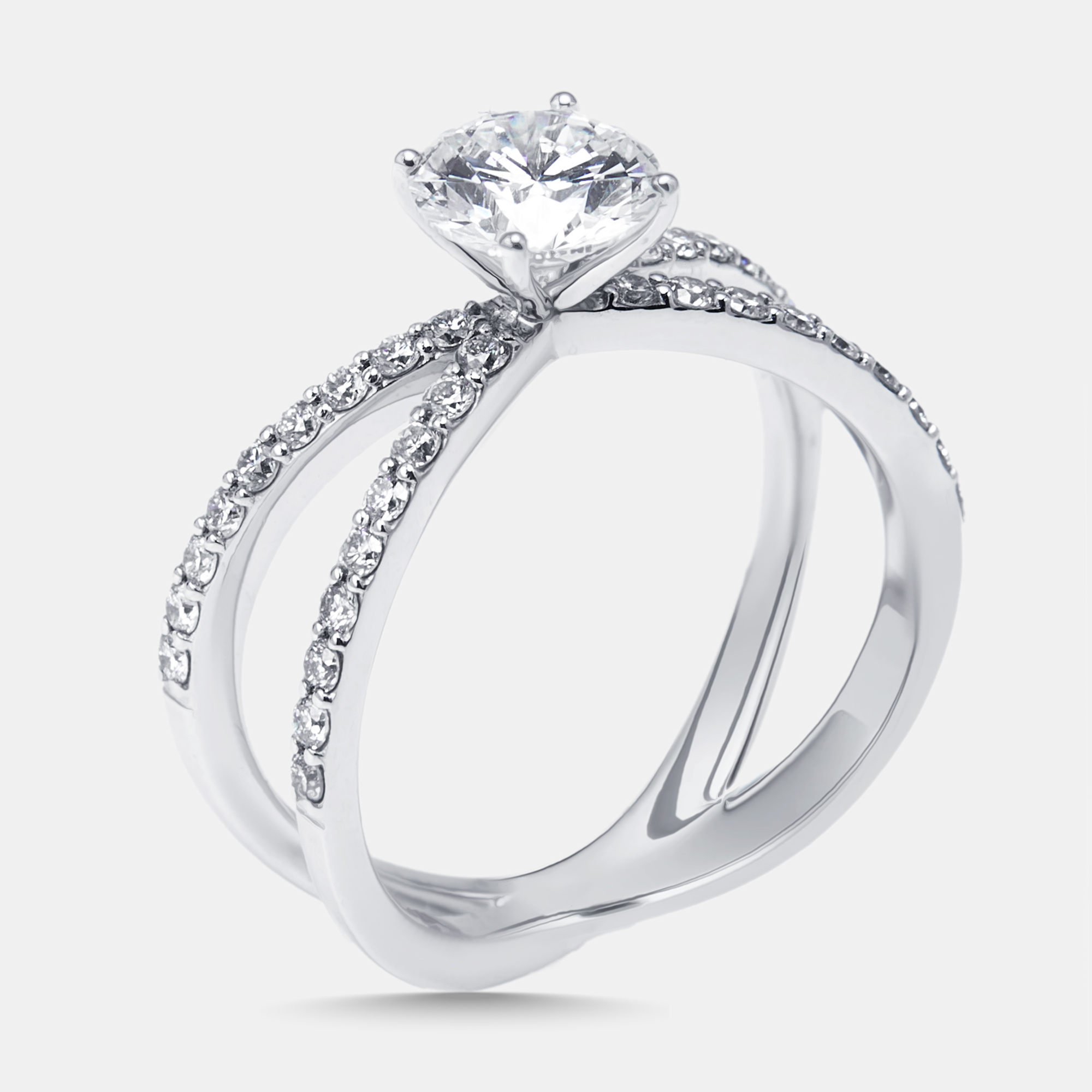 

1.4 cts Round Lab Grown Diamonds 18k White Gold Ring Size