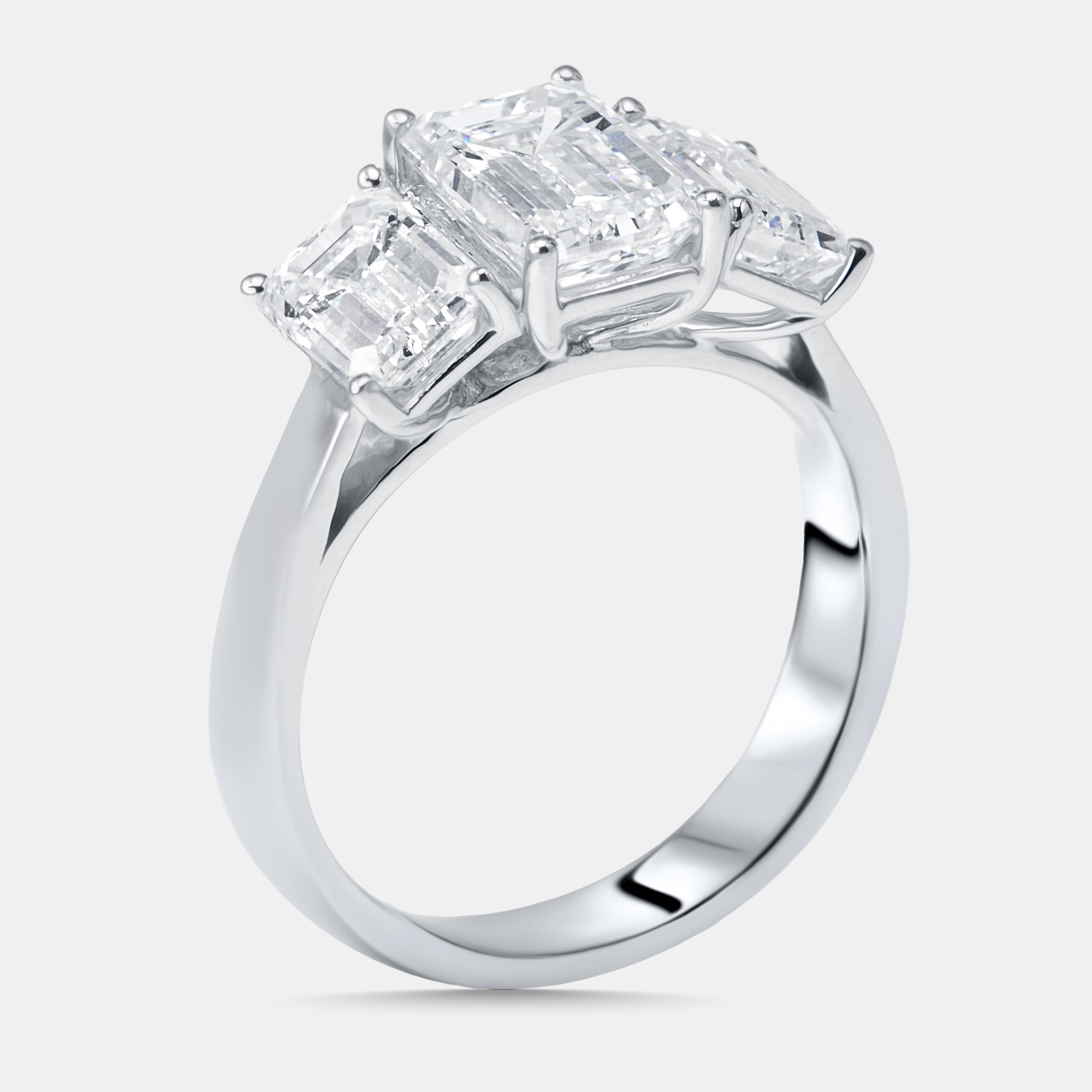 

4.00 cts Emerald Cut Lab Grown Diamonds 18k White Gold Ring Size