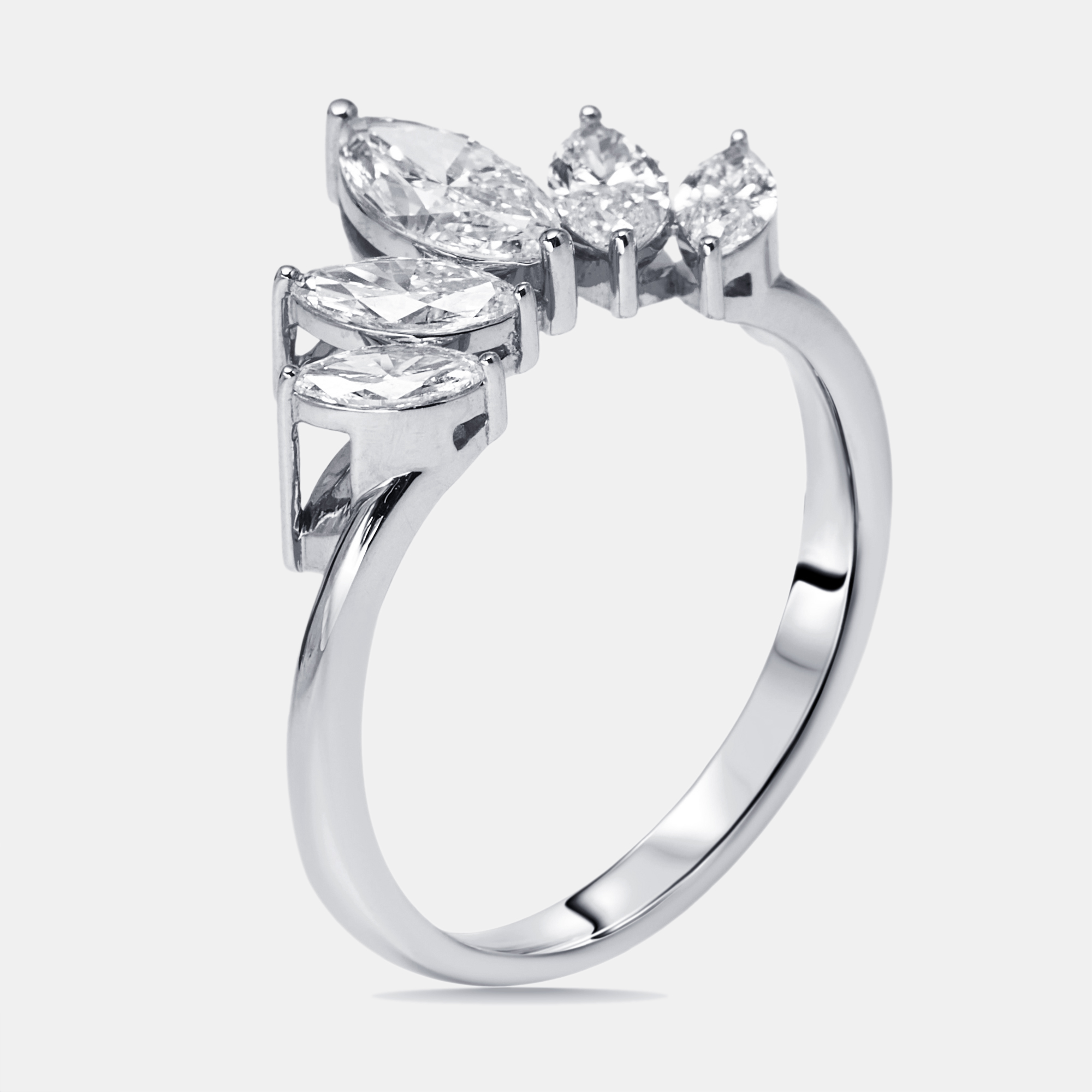 

1 ct Marquise Lab Grown Diamonds 18k White Gold Ring Size