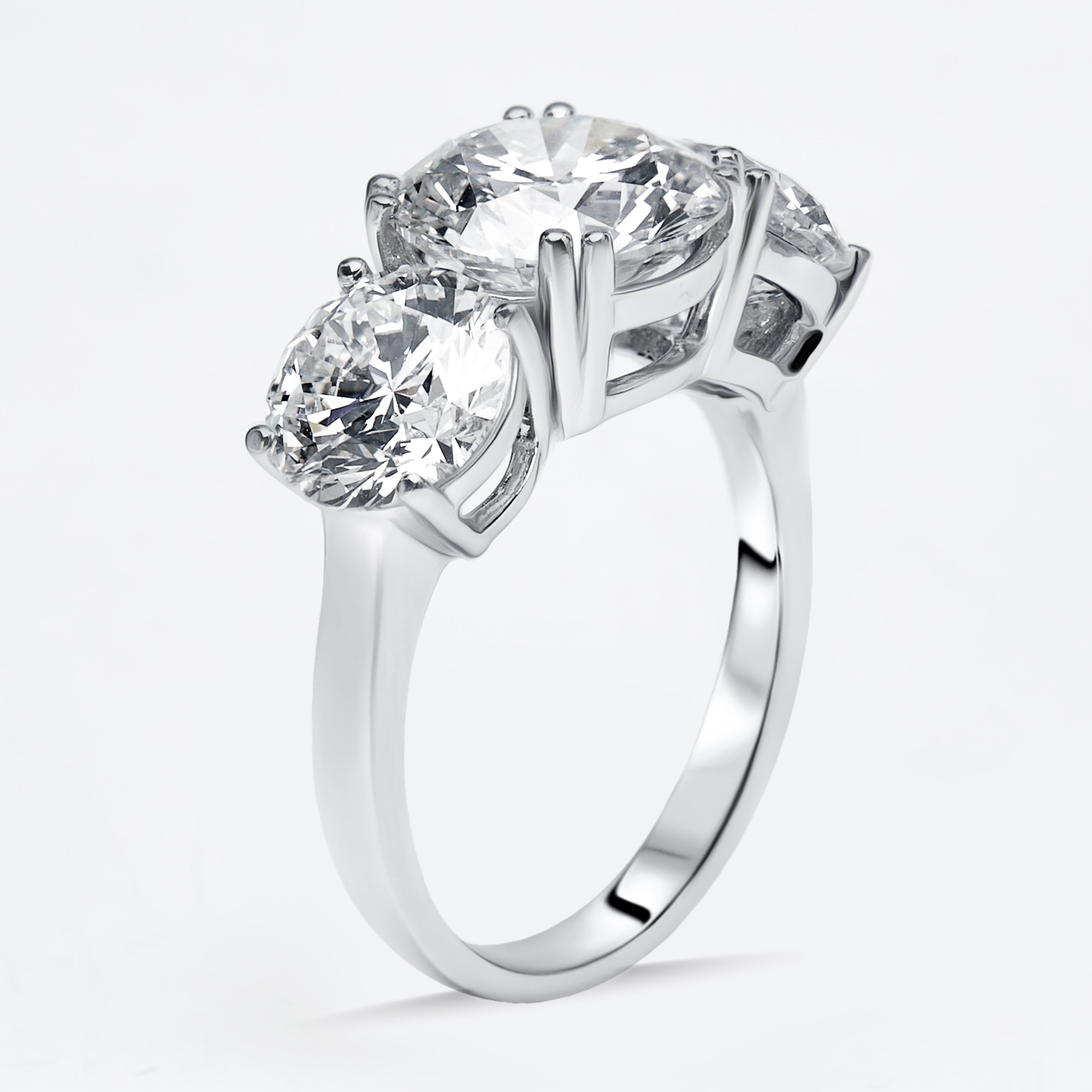 

6 cts Round Lab Grown Diamonds 18k White Gold Ring Size