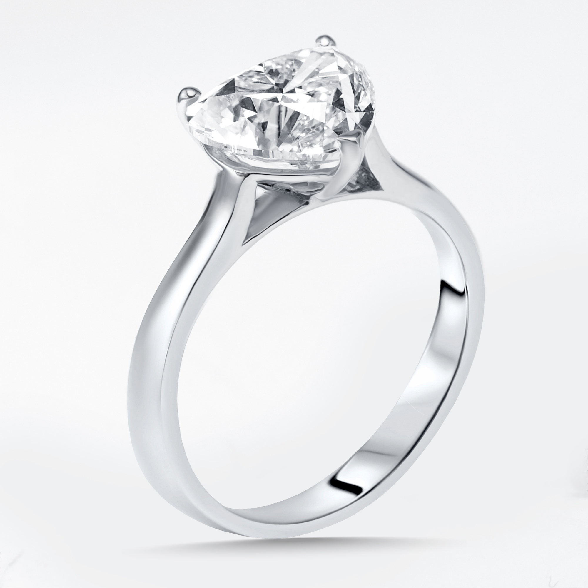 Pre-owned The Diamond Edit 3 Cts Heart Lab Grown Diamonds 18k White Gold Ring Size 52