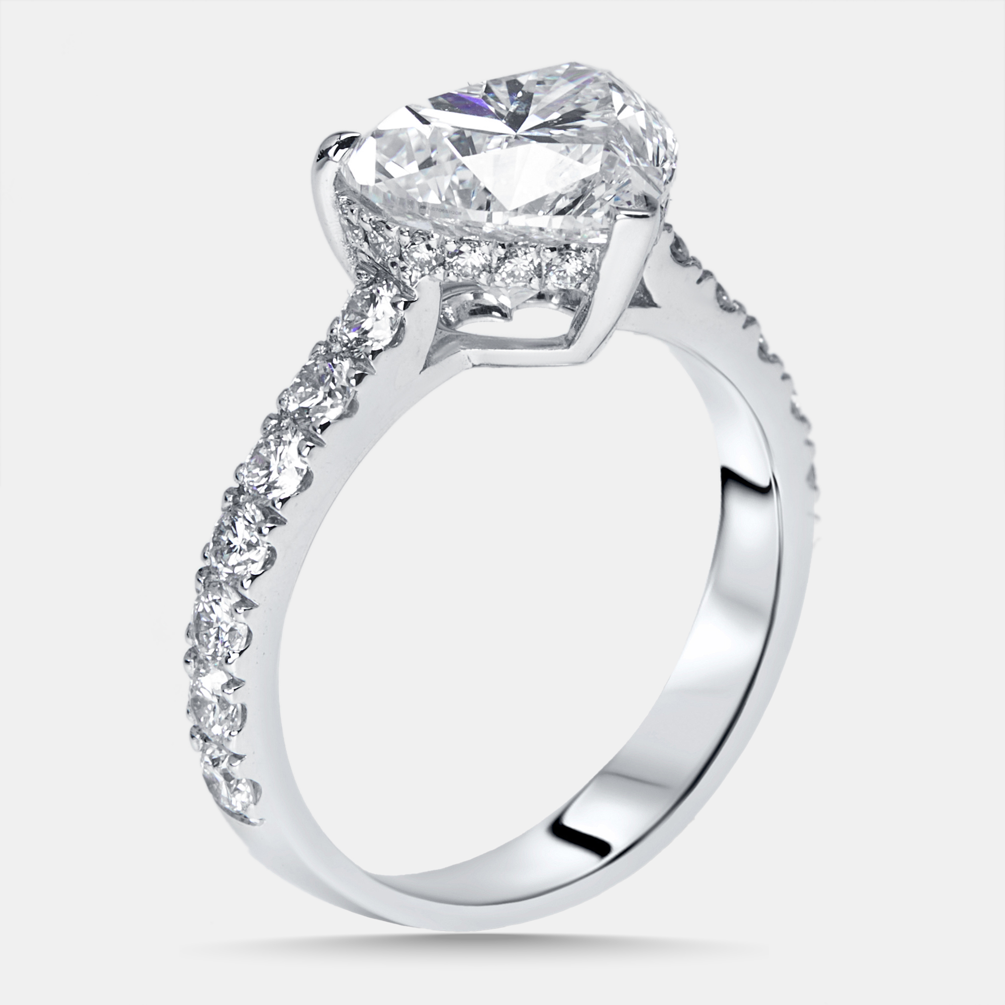 

3.8 cts Heart, Round Lab Grown Diamonds 18k White Gold Ring Size