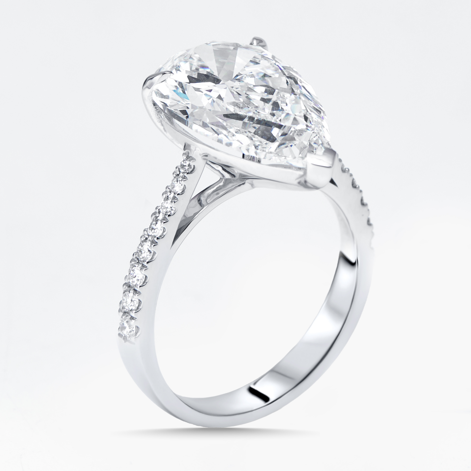 THE DIAMOND EDIT Pre-owned 6.2 Cts Pear Round Lab Grown Diamonds 18k White Gold Ring Size 52