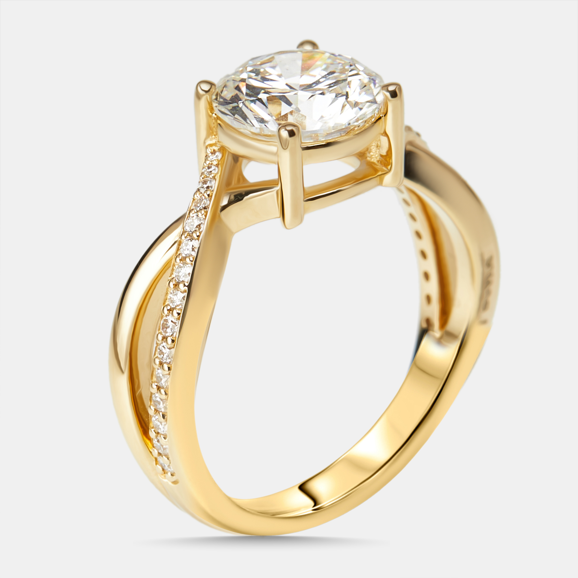 

2.2 cts Round Lab Grown Diamonds 18k Yellow Gold Ring Size