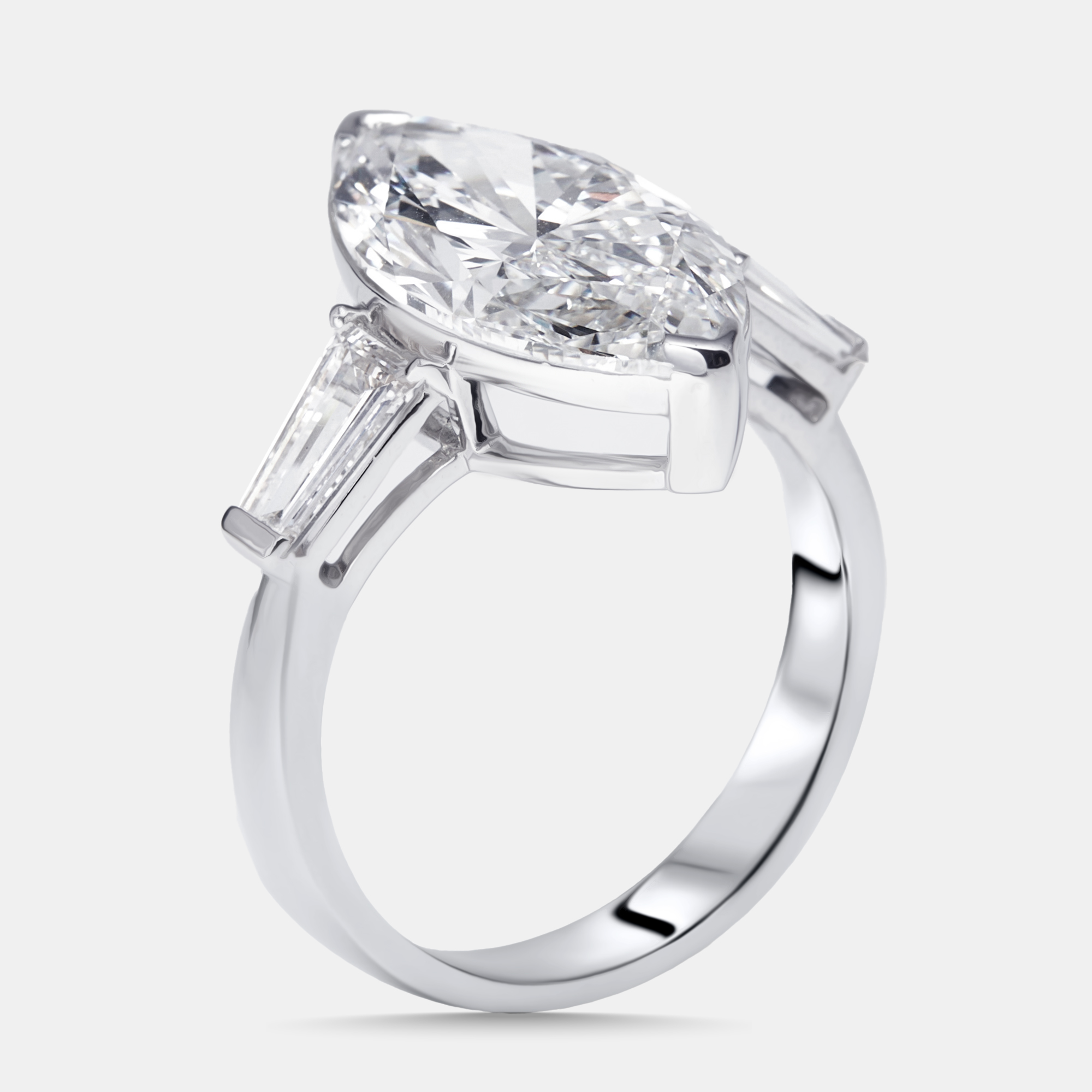 

5.9 cts Marquise, Trapezoid Lab Grown Diamonds 18k White Gold Ring Size