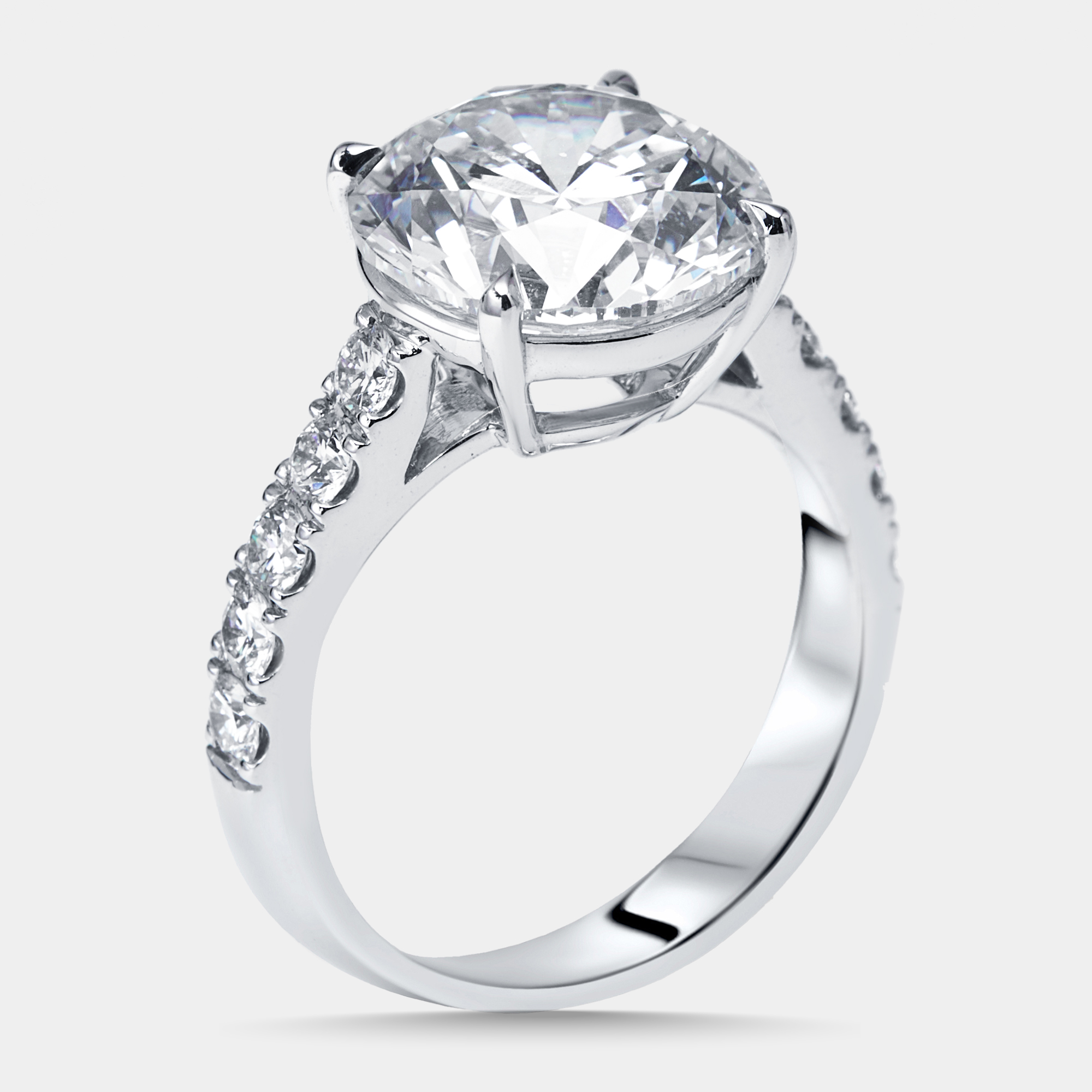 

5.5 cts Round Lab Grown Diamonds 18k White Gold Ring Size