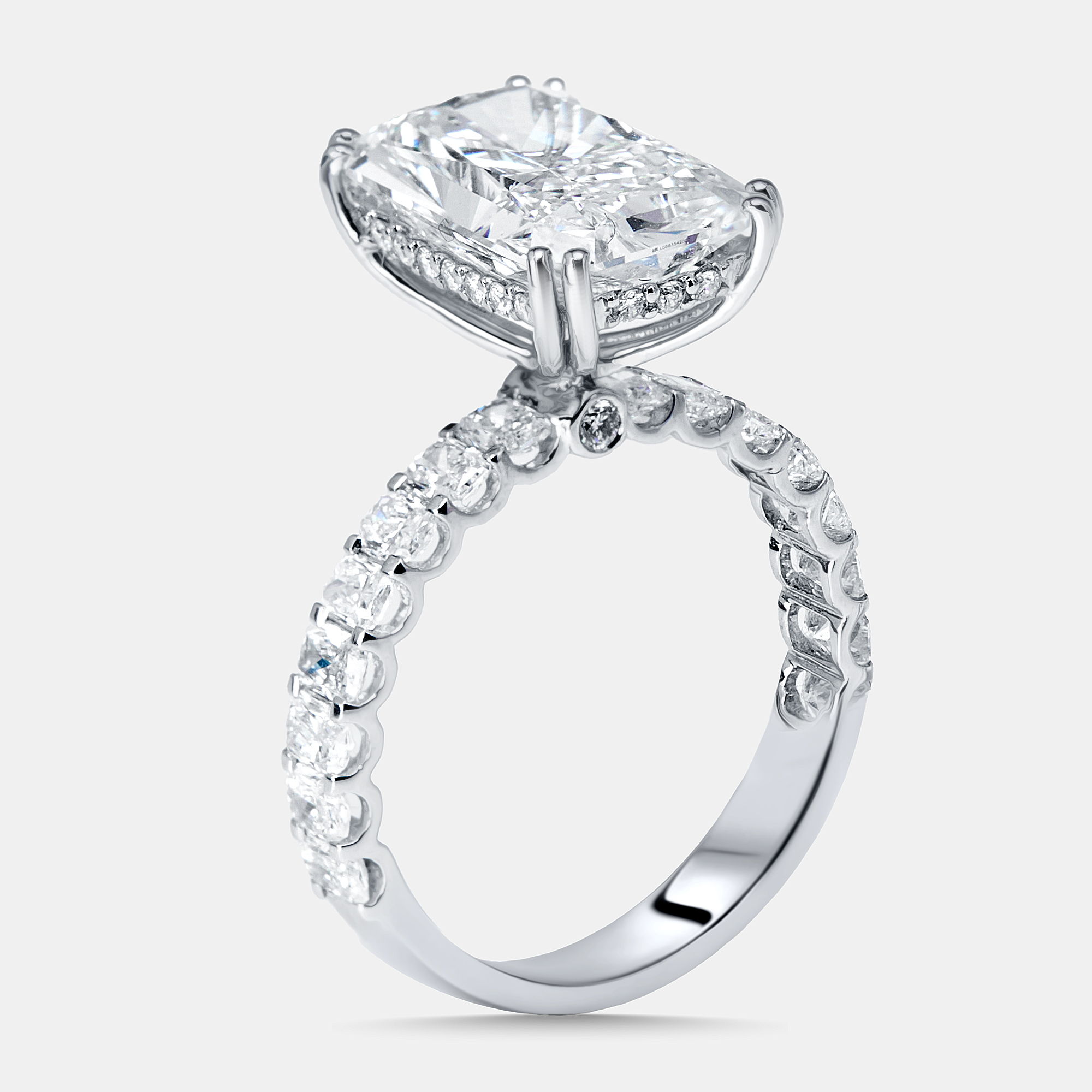 Pre-owned The Diamond Edit 6.4 Cts Radiant Round Lab Grown Diamonds 18k White Gold Ring Size 53