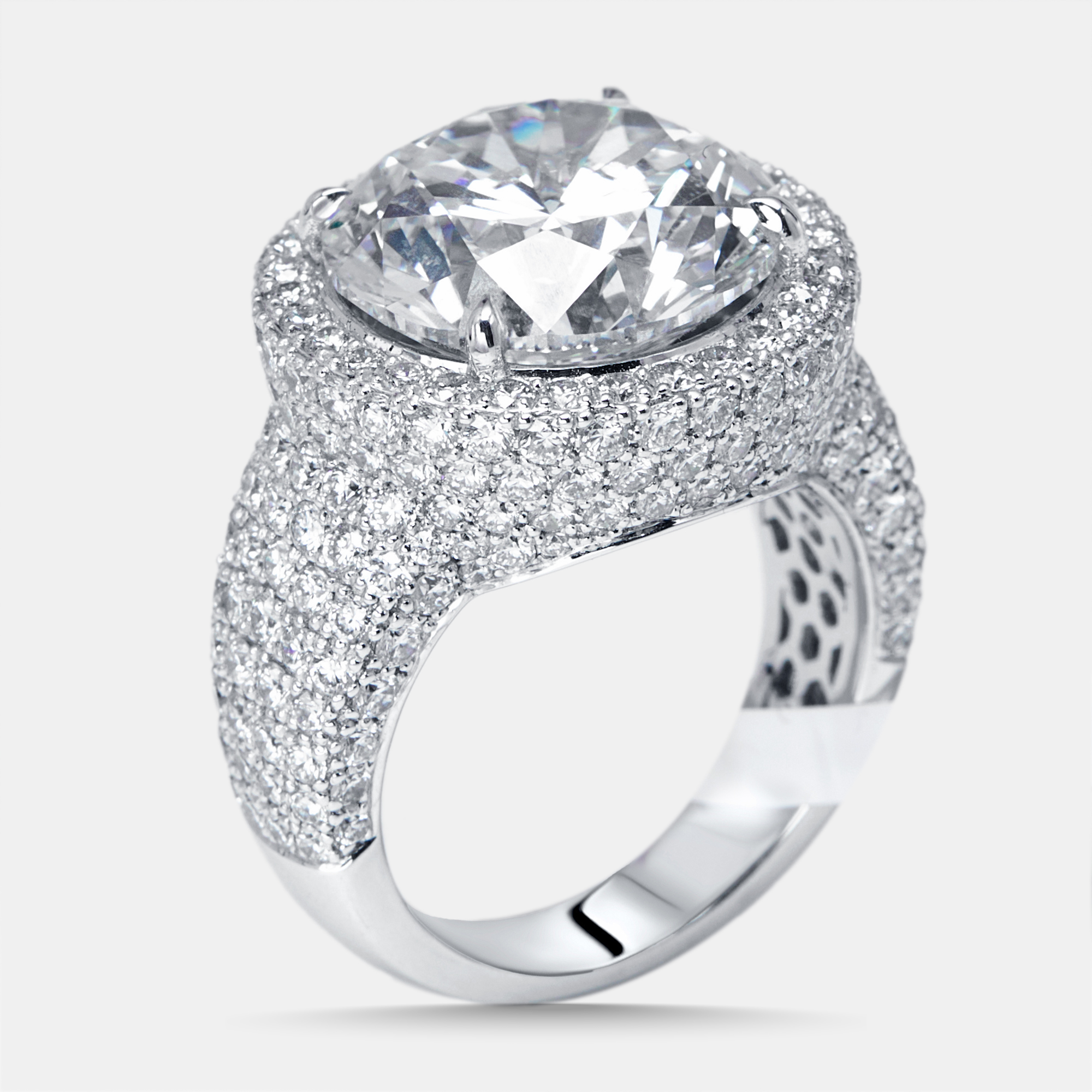 

13 cts Round Lab Grown Diamonds 18k White Gold Ring Size