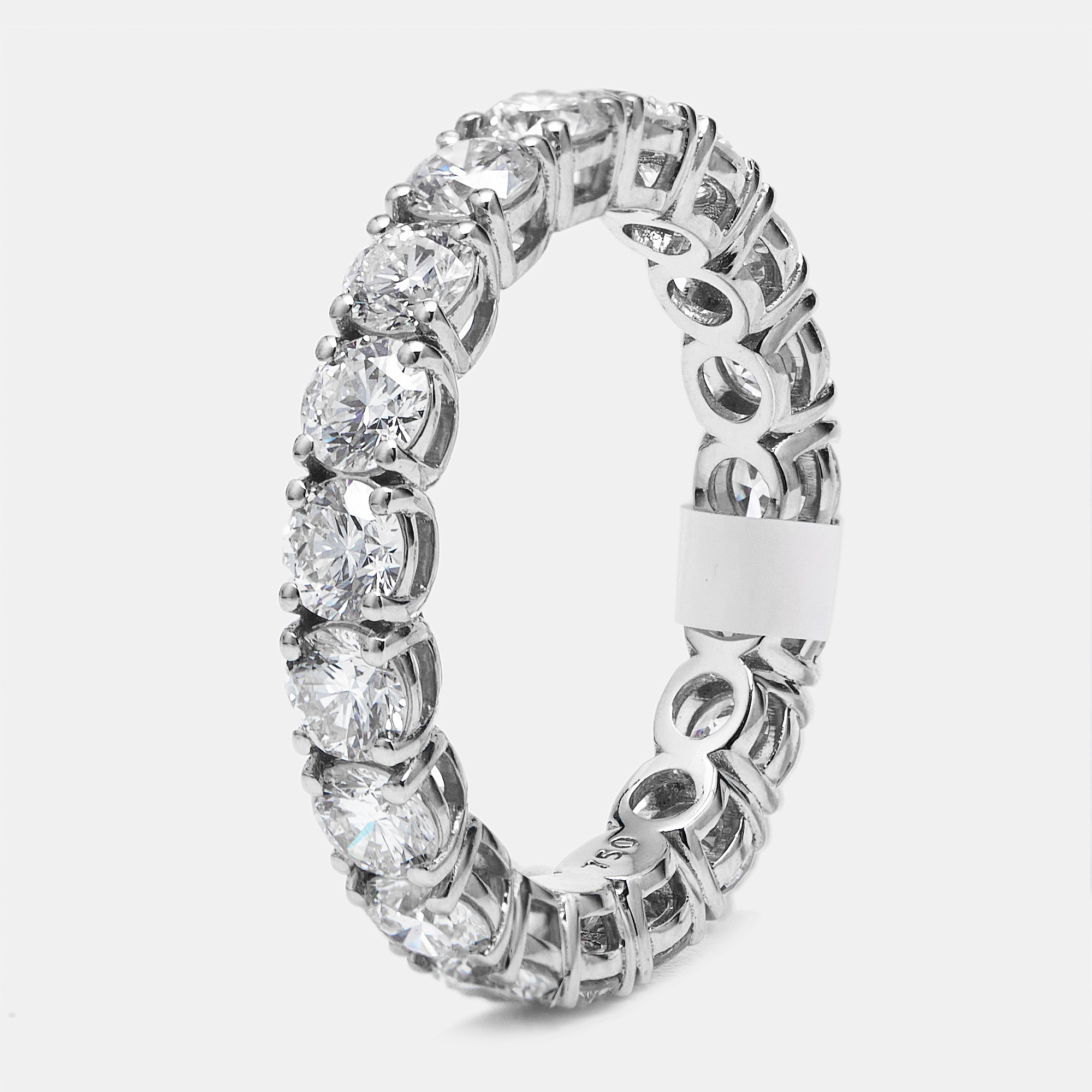 Pre-owned The Diamond Edit 3.00 Cts Round Brilliant Lab Grown Diamonds 18k White Gold Eternity Band Ring Size 52