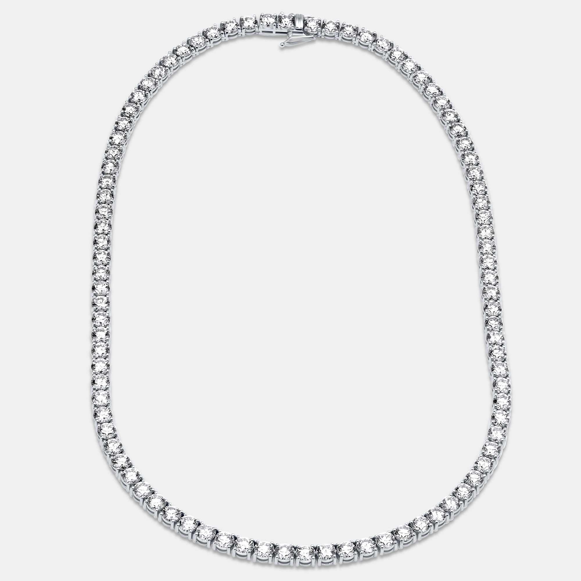 

30.00 cts Round Lab Grown Diamonds 18k White Gold Tennis Necklace