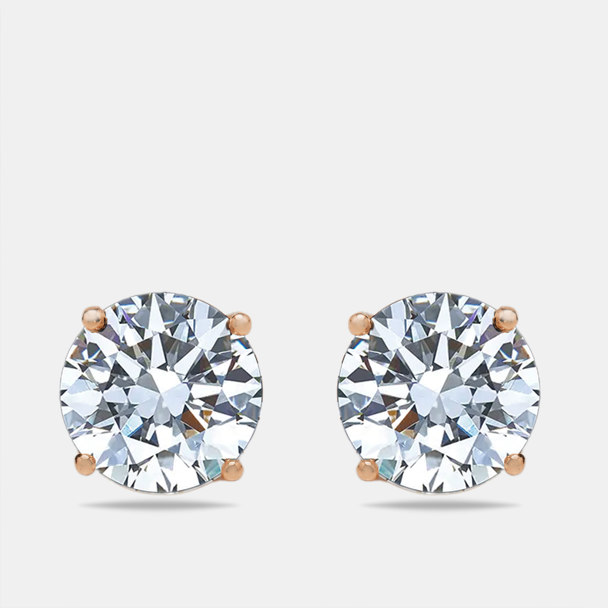 

6 cts Round Lab Grown Diamonds 18k Rose Gold Earrings