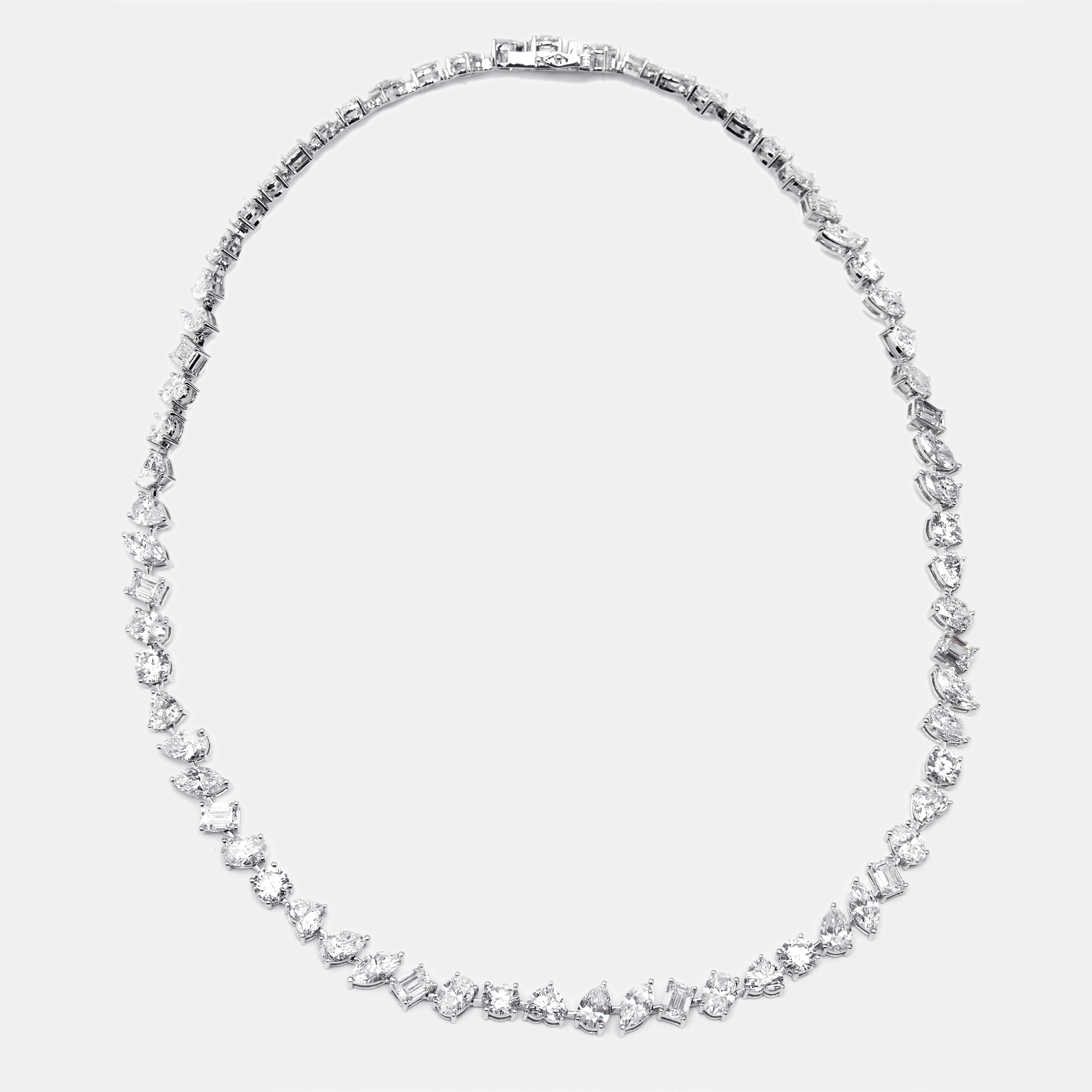 

35.5 cts Oval, Pear, Marquise, Emerald Cut, Heart, Round Lab Grown Diamonds 18k White Gold Necklace