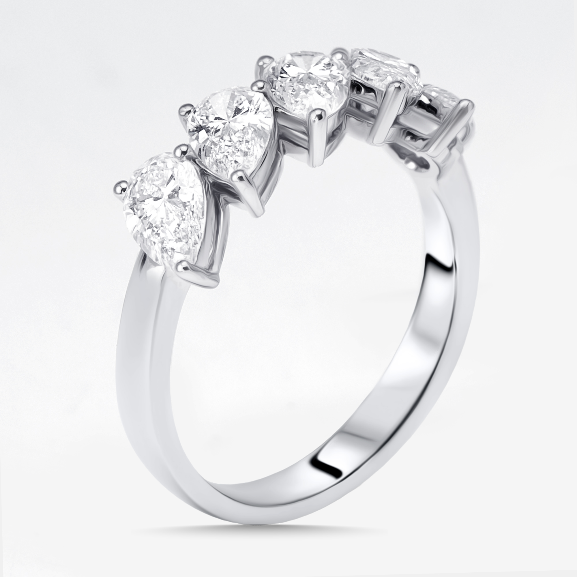 Pre-owned The Diamond Edit 1.7 Cts Pear Lab Grown Diamonds 18k White Gold Ring Size 52